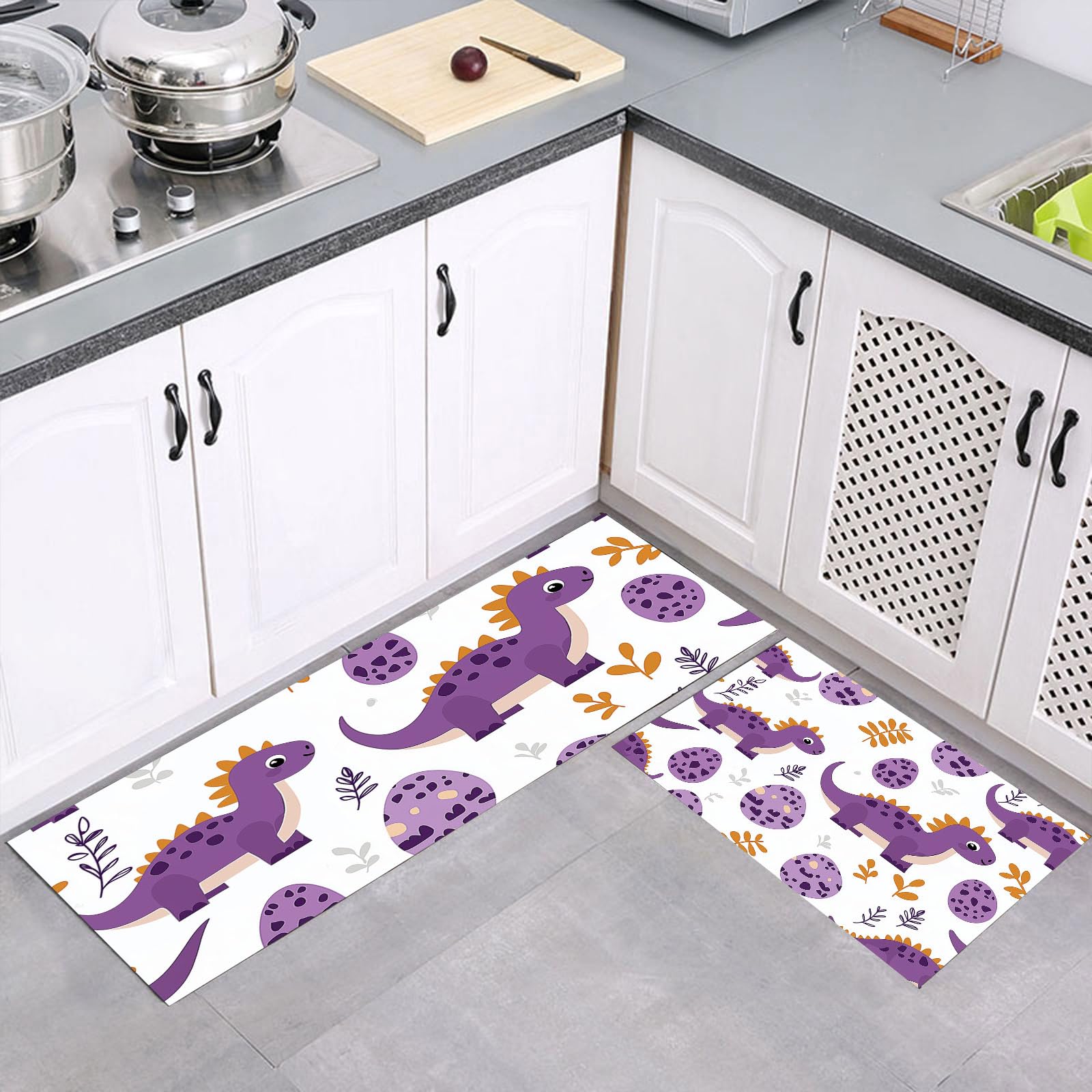 Tapis cuisine antidérapant 43x150cm et paillasson absorbant lavable