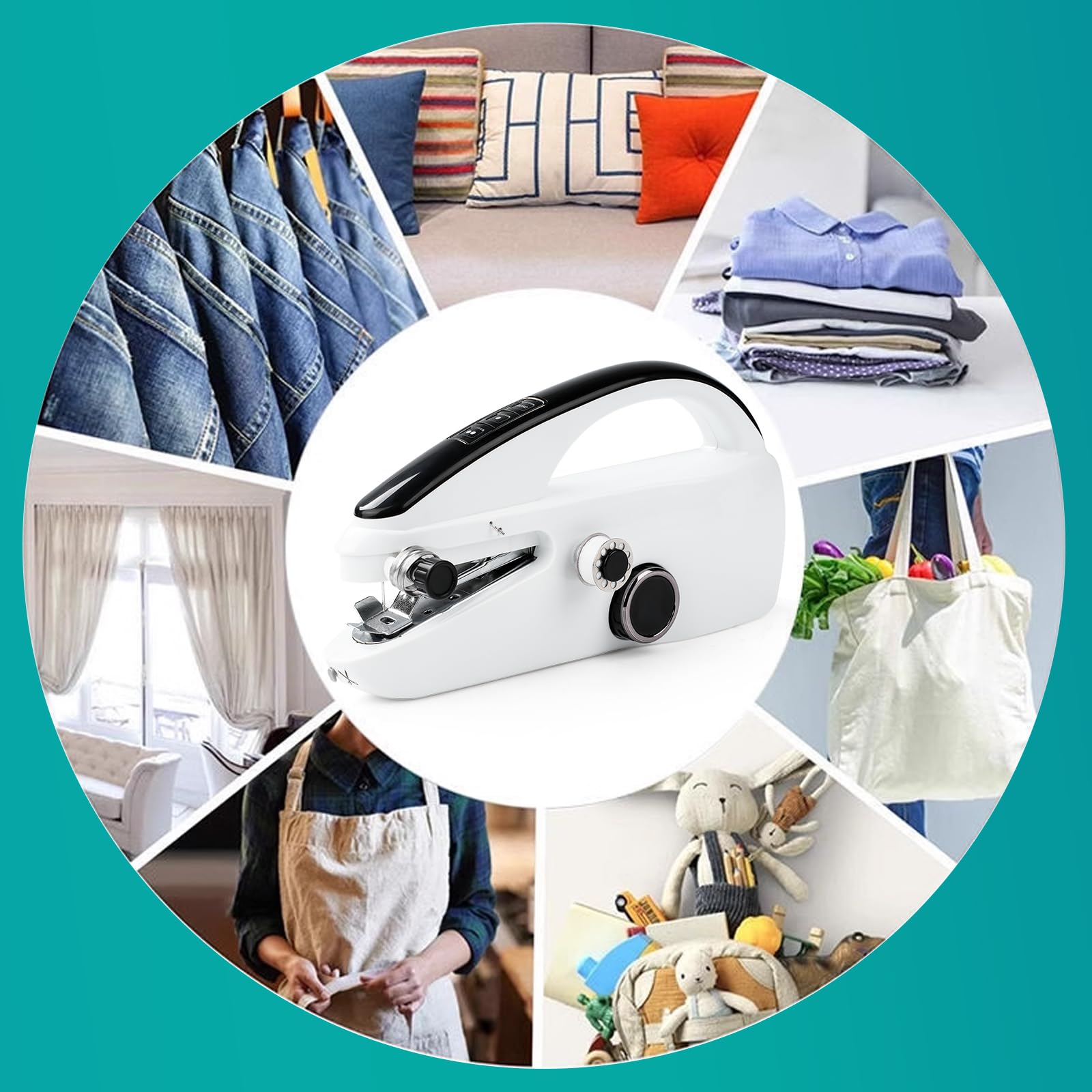 Macchina da cucire a mano, mini macchina da cucire elettrica portatile con accessori da cucito per principianti, facile da usare e veloce da cucire, adatta per vestiti fai da te, cutains,