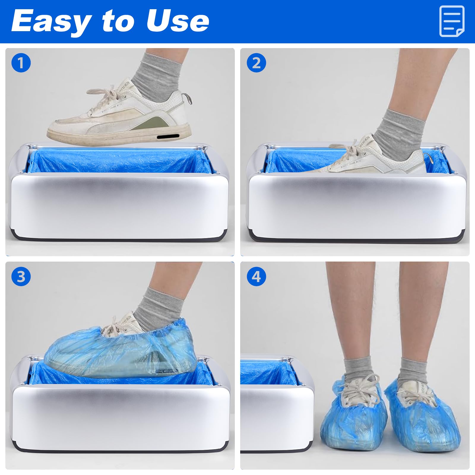 Upgrade Automatico Copertura Scarpe, Distributore di Scarpe, con coperture monouso in plastica per Ufficio, Fabbrica, Casa (Silver200Pcs)