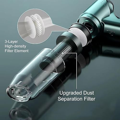 Miniatura 4 de GreceYou Aspiradora inalámbrica para automóvil, aspiradora de mano de alta potencia de 12000 PA con motor sin escobillas, mini aspiradora