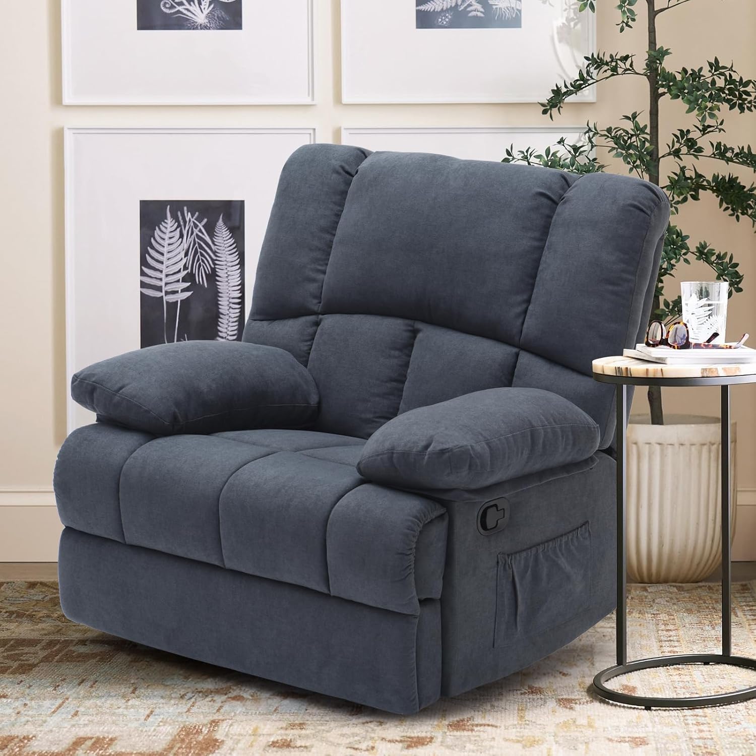 Oversized Rocking Rocker Recliner Chair for Living Room Adults, Dark Grey