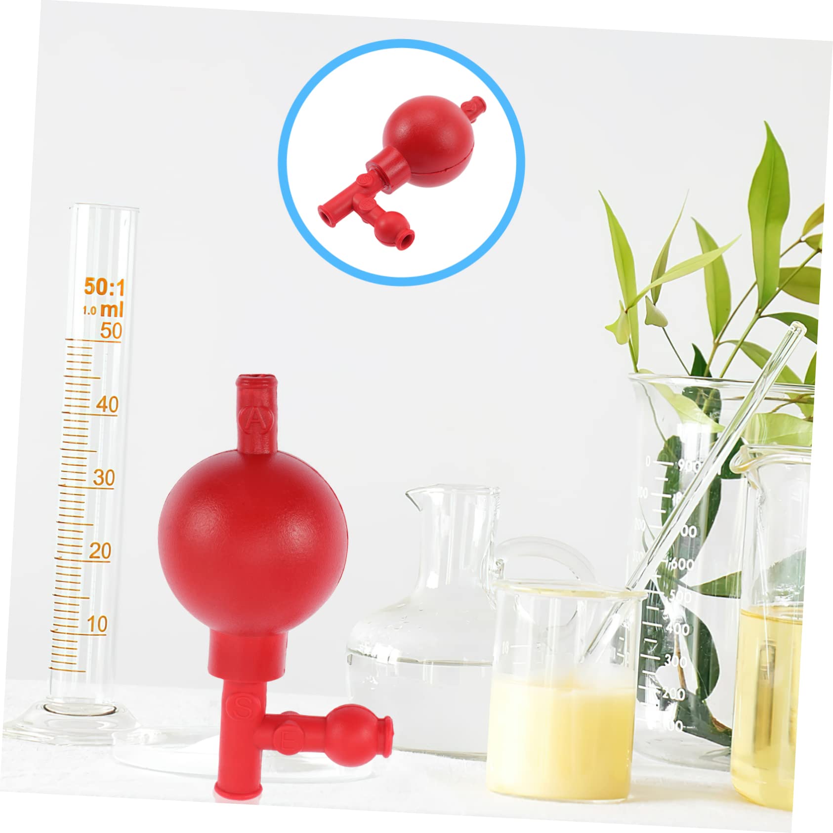 5 Pezzi Sfera Di Aspirazione Quantitativa Cannucce Riempitore Di Pipette a 3 Valvole Bulbo Della Pipetta Di Aspirazione Bulbo Di Pipetta Di Gomma Rosso Gomma Da Cancellare