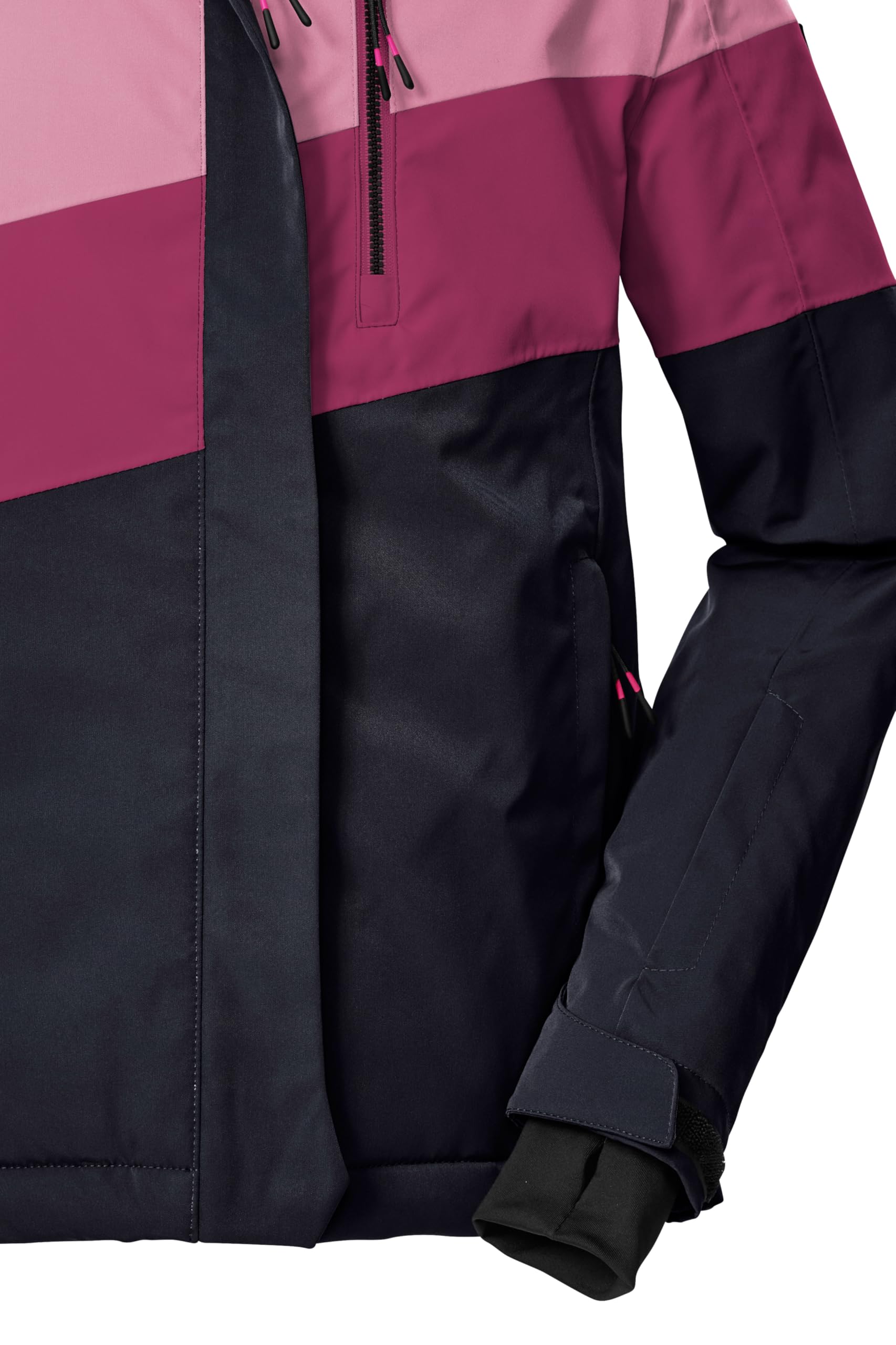 killtec Niñas Chaqueta de esquí/chaqueta funcional con capucha y protección contra la nieve KSW 197 GRLS SKI JCKT, schwarz blau/dunkel himbeere/hell himbeere, 128, 43487-000