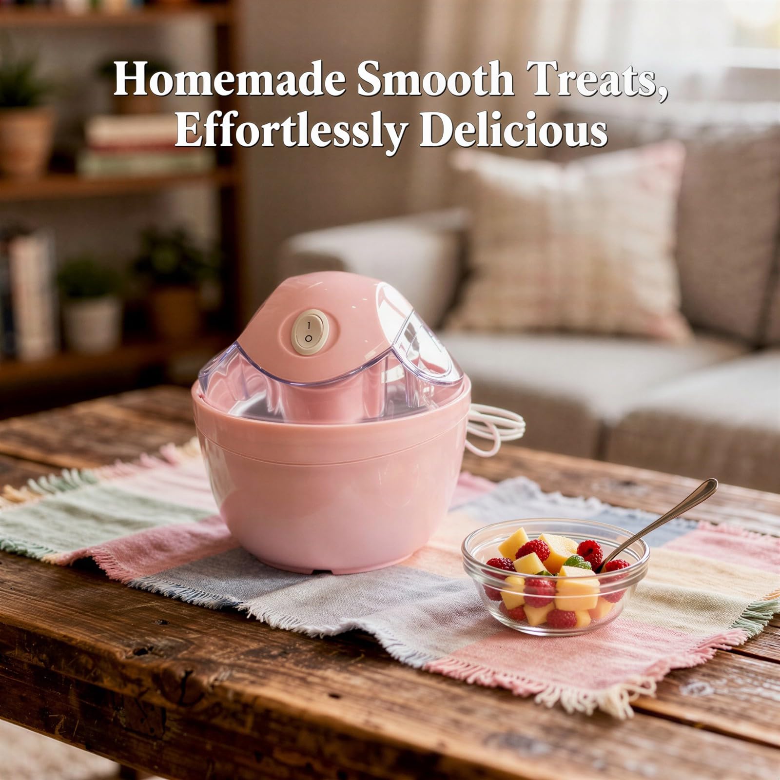 Máquina automática de helados, rosa, 500 ml, 5.6 x 6.5 pulgadas, mini máquina de servir suave, máquina eléctrica personal de postre congelado para golosinas saludables, certificado UL GS S-JET 3C