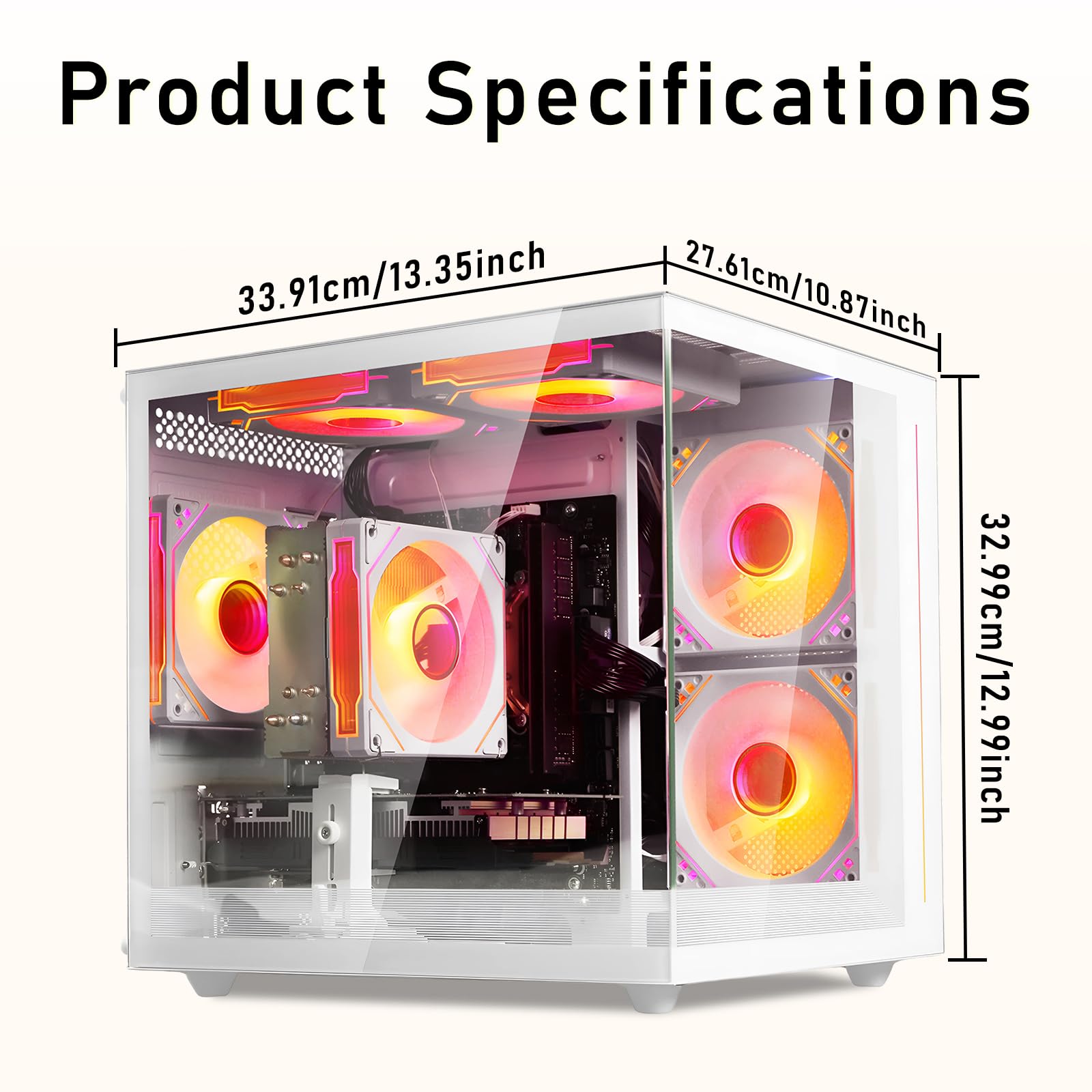 suevery Pre Built Gaming PC White Tower Desktop Computer | M.2 NVMe 512G SSD DDR4 16G RAM Radeon 4G Graphics Card AMD Ryzen5 6Cores Up to 4.1G Wi-Fi6 R5 Gamer image 8