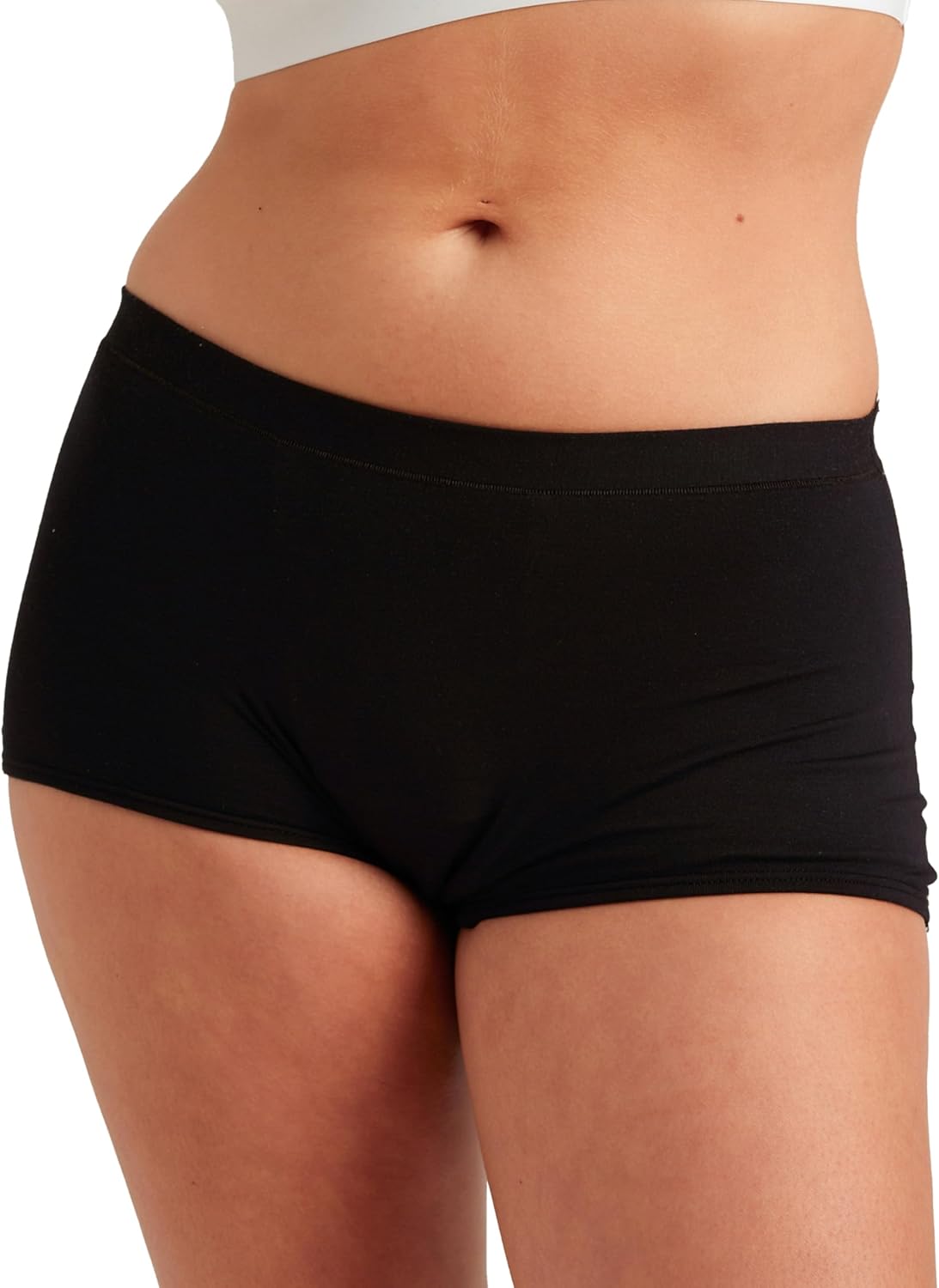 saalt Comfort Modal Boyshort Period Underwear - Heavy & Super Absorbency - Keeps You Dry from All Leaks Volcanic Black - Super Absorbency X-Small