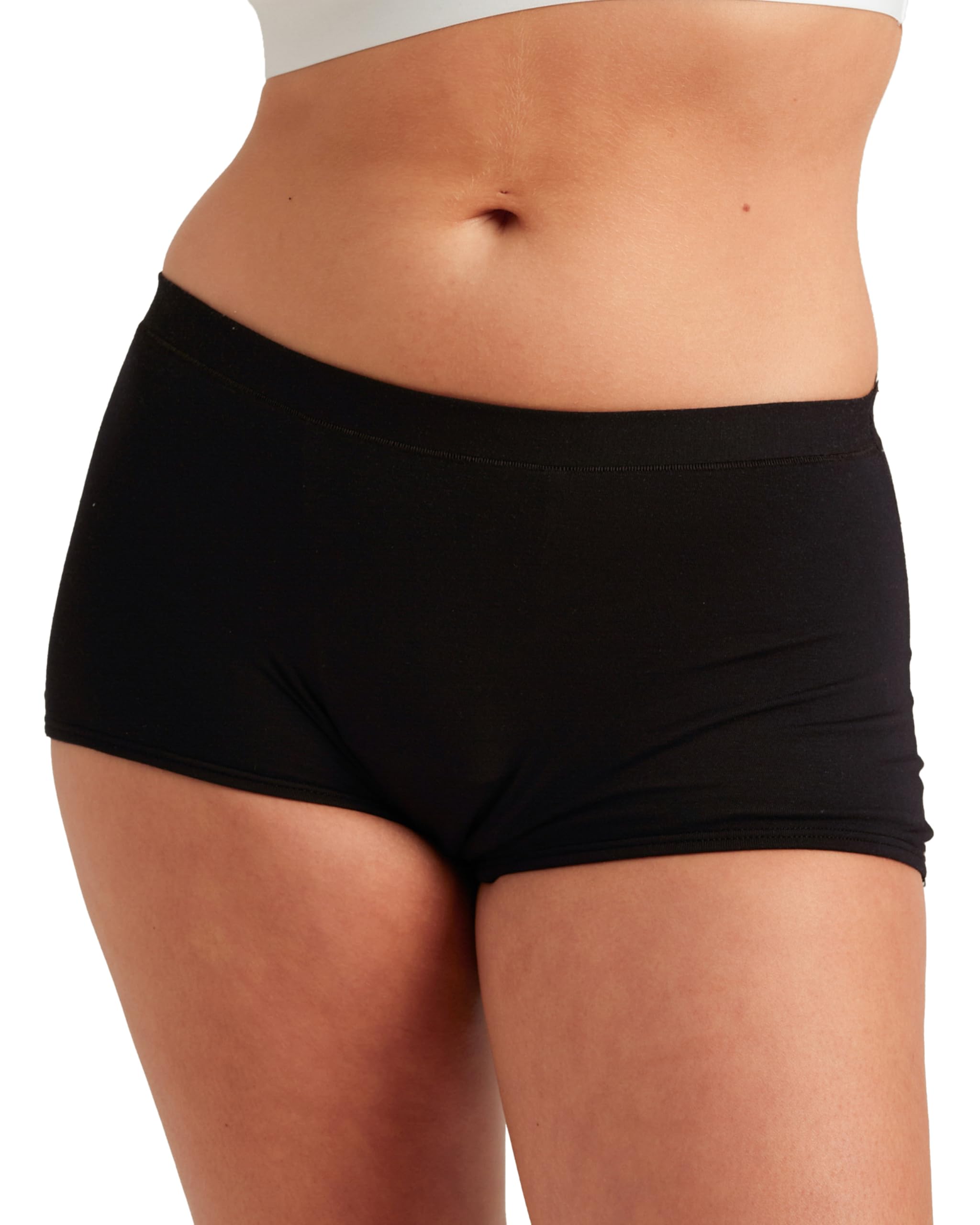 Saalt Comfort Modal Boyshort Period Underwear - Super Absorbency - Comfortable, Thin, and Keeps You Dry from All Leaks (Large, Volcanic Black)