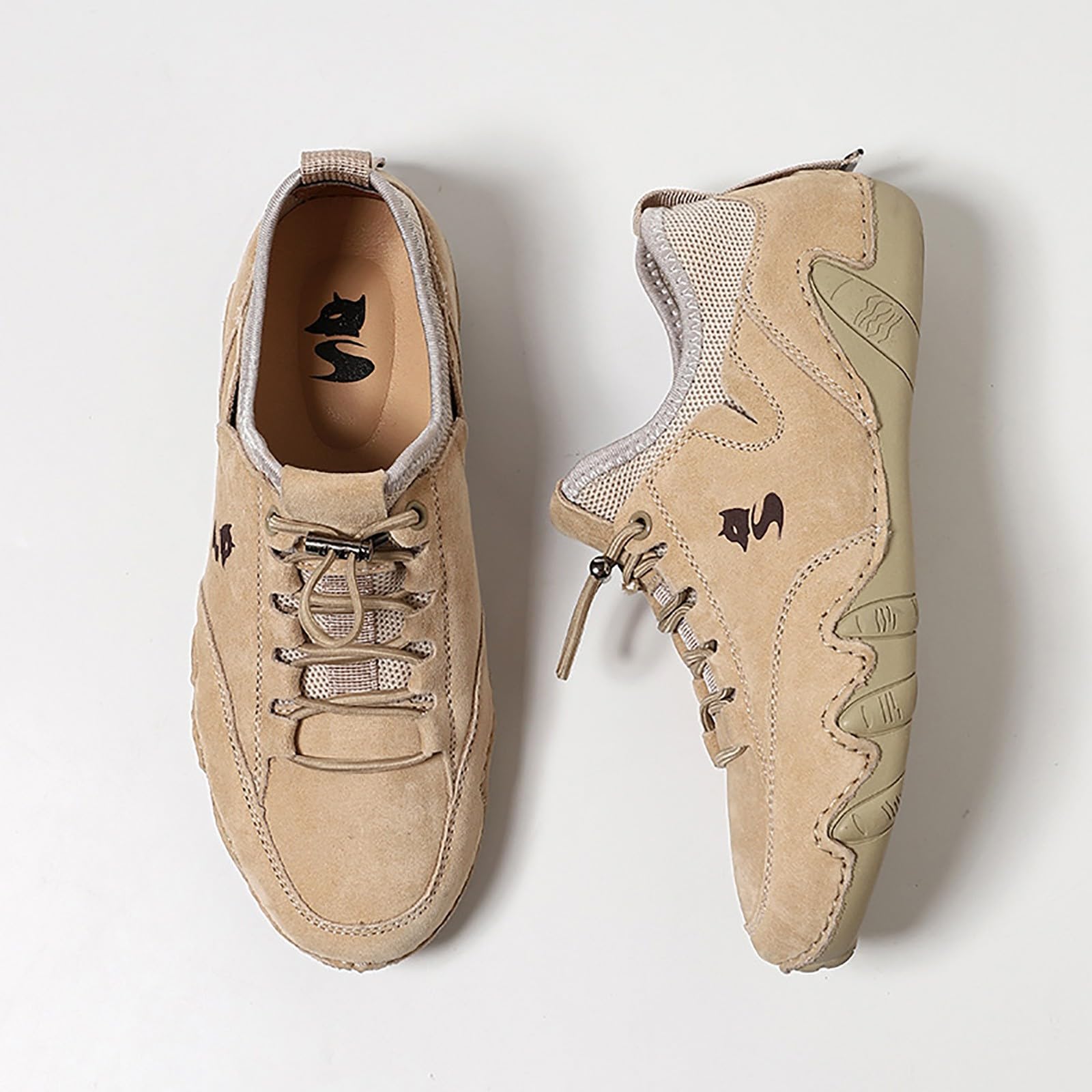 Zapatos casuales para mujer, zapatos casuales para mujer, botas chukka al tobillo, mocasines transpirables, hechos a mano, a la moda, tenis de caña media para caminar y conducir, Khaki, 40 EU