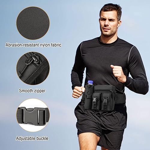 Miniatura 20 de Huntvp Riñonera táctica con soporte de bolsillo para botella de agua impermeable Molle Fanny Hip Belt Bag Camuflaje (Acu Camouflage),Verde