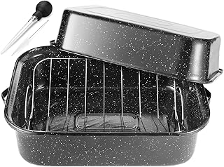 JY COOKMENT Roasting Pan With Lid and Rack, 21' Rectangular, 25lb Turkey...