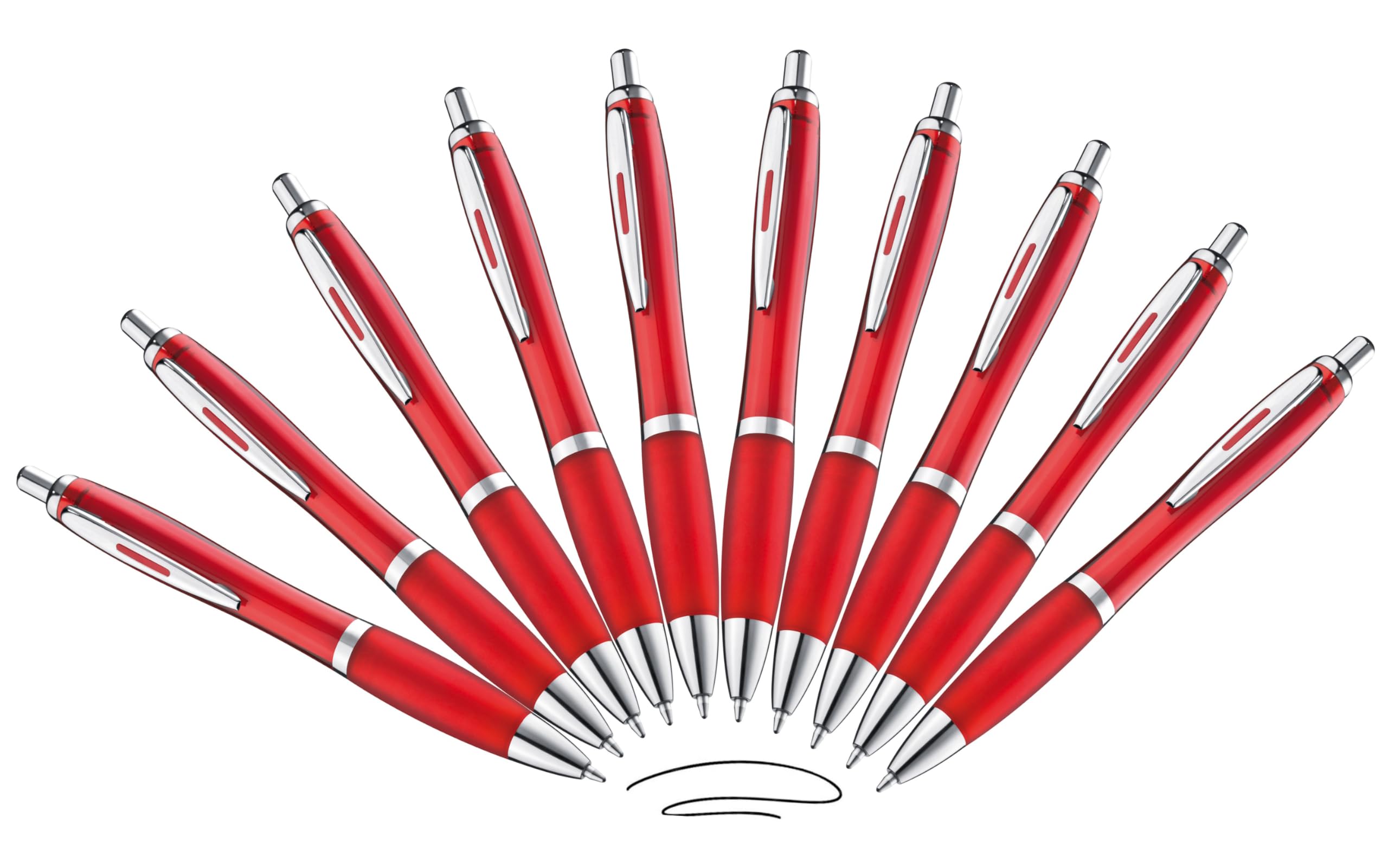 Libetui 10 Ballpoint Pens Red with Black Refill - Ergonomic Ballpoint Pens, Large Capacity Refill, Non-Slip Grip Zone, Office, School & Everyday Use