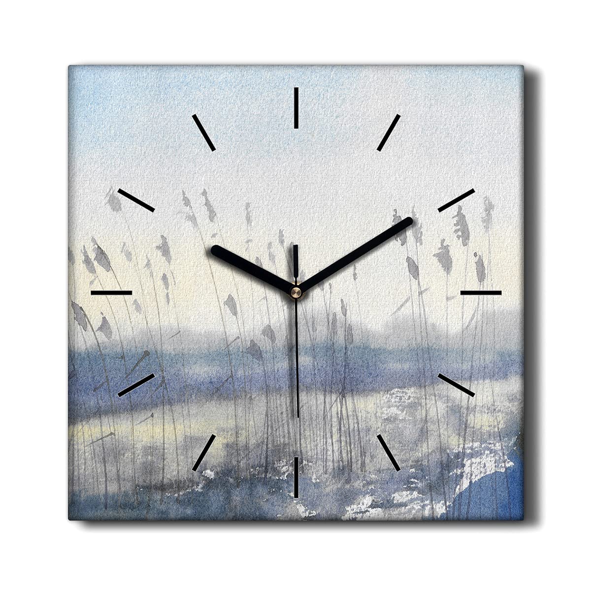 Horloge sur toile 30x30cm tableau mural salon déco moderne paysage hiver