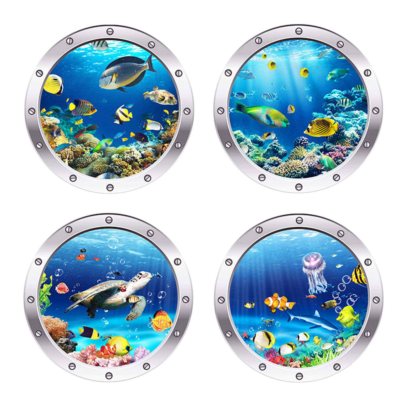 Zimoer 3D Underwater WorldWall &Sticker Pack, Sea Animals Decoration for Bathroom Bedroom, Baby Room, Children's Room