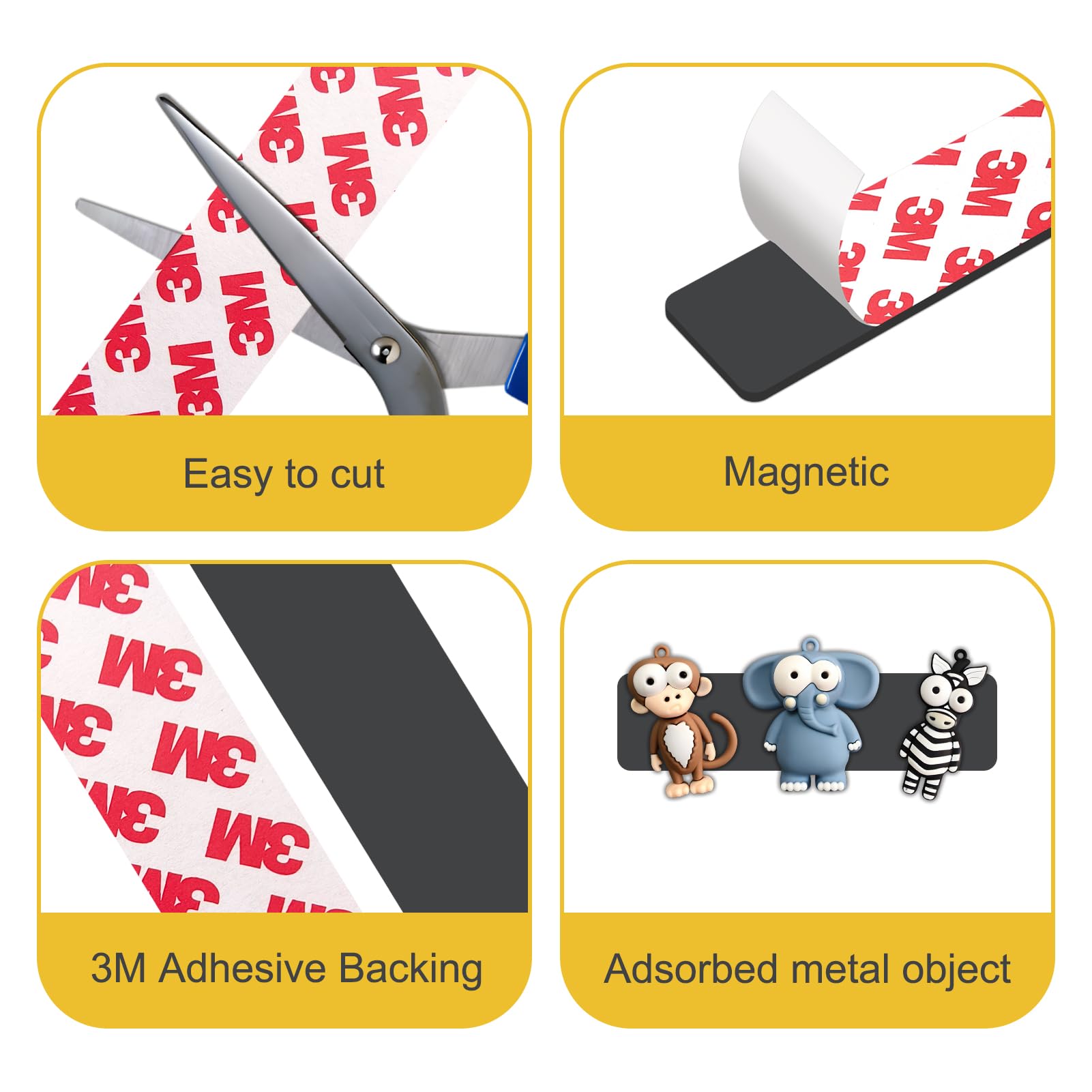 STTMGN Magnetic Tape With 3M Strong Adhesive Backing,2x4" 10PCS,Flexible Self Adhesive Magnets, Flat Sticky Magnet Tape Strips,Available For Craft,DIY