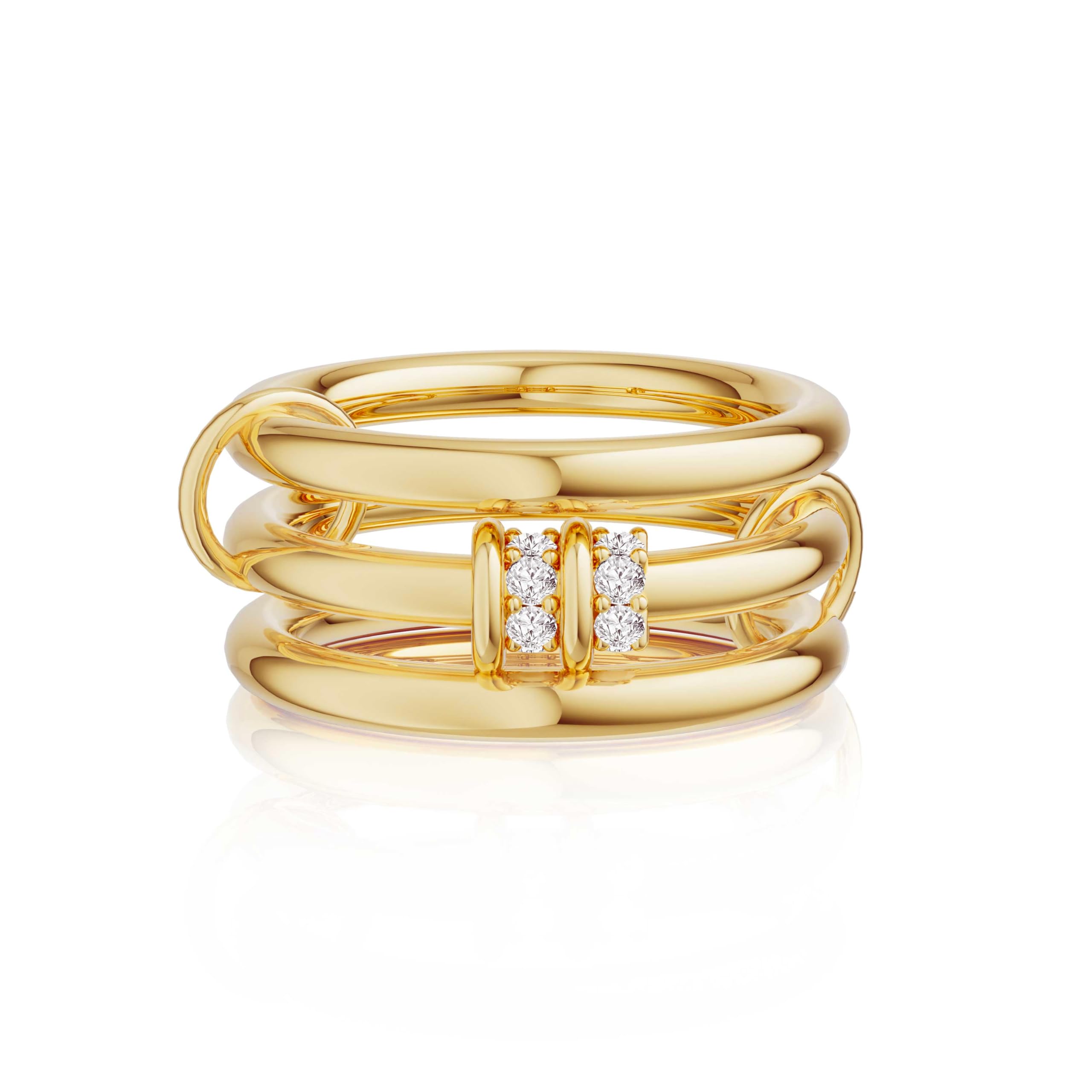 Stapelbare Goldringe für Damen, Statement-Ringe mit 18 Karat vergoldetem Zirkonia, Nicht anlaufendes Ringset, zierliche Goldringe für Damen, Trendige, modische klobige Stapelringe