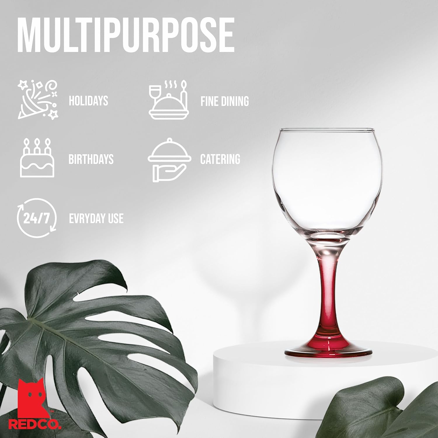 Orion Multi Colored Party Stemmed Wine Glasses, 12 oz, Set of 6