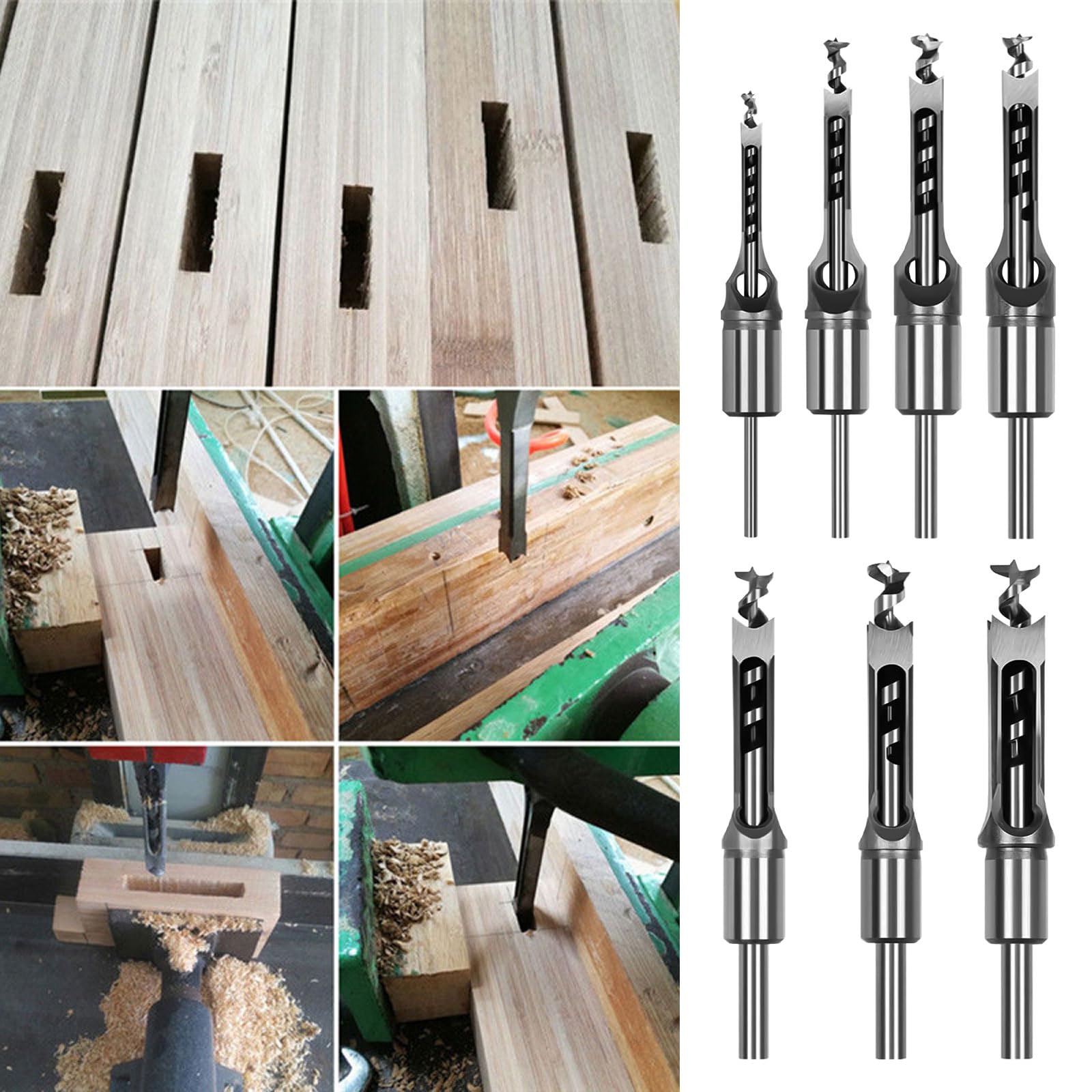 Set di punte quadrate per falegname, per falegnami, 6,4 mm/8 mm/9,5 mm/10 mm/11 mm/12,7 mm/14 mm/16 mm (7PCS)