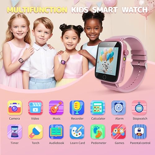 Miniatura 2 de Relojes Inteligentes para Niñas de 4 a 12 Años, Reloj Inteligente para Niños con Cámara, 26 Juegos de Rompecabezas, Reloj Despertador, Podómetro,