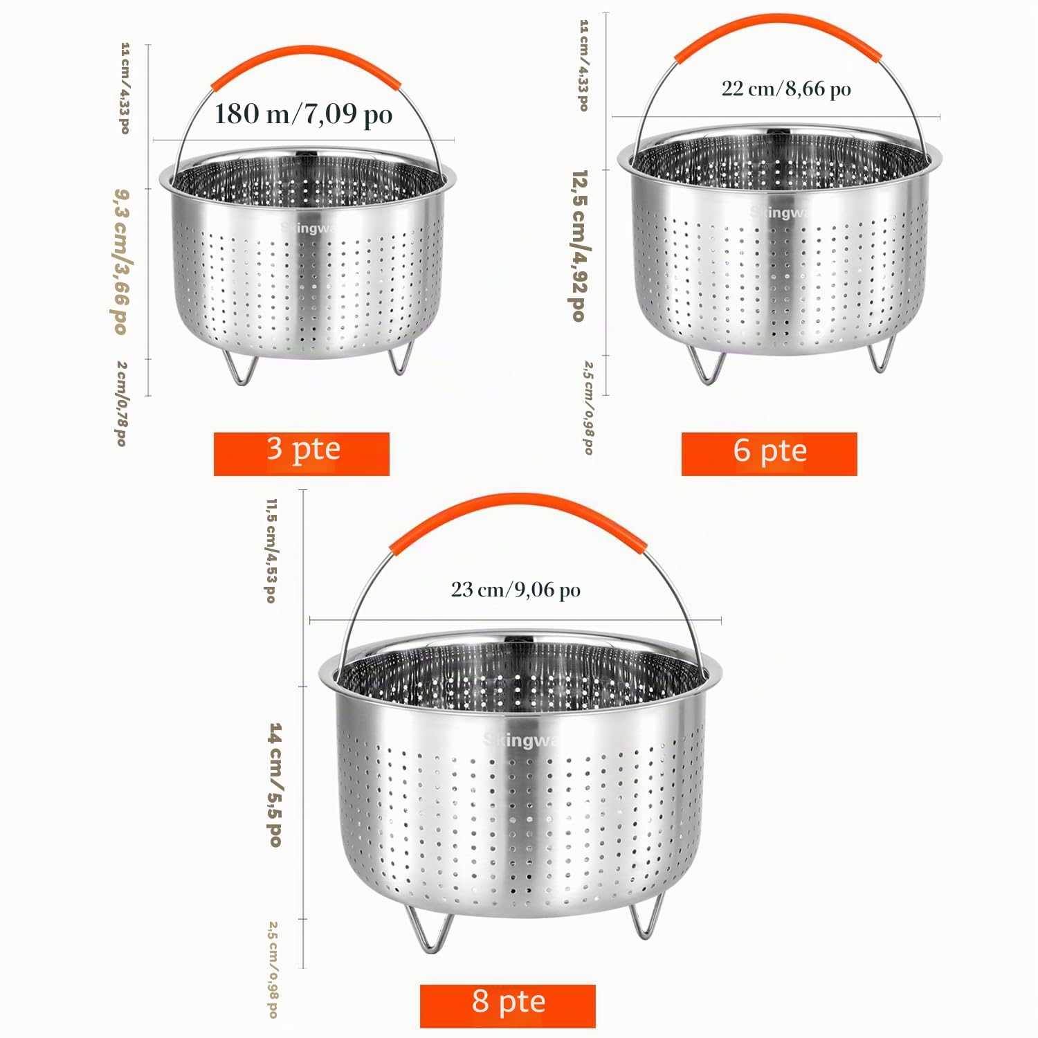 Panier vapeur pour pot instantané, panier vapeur en acier inoxydable pour pots(8L)