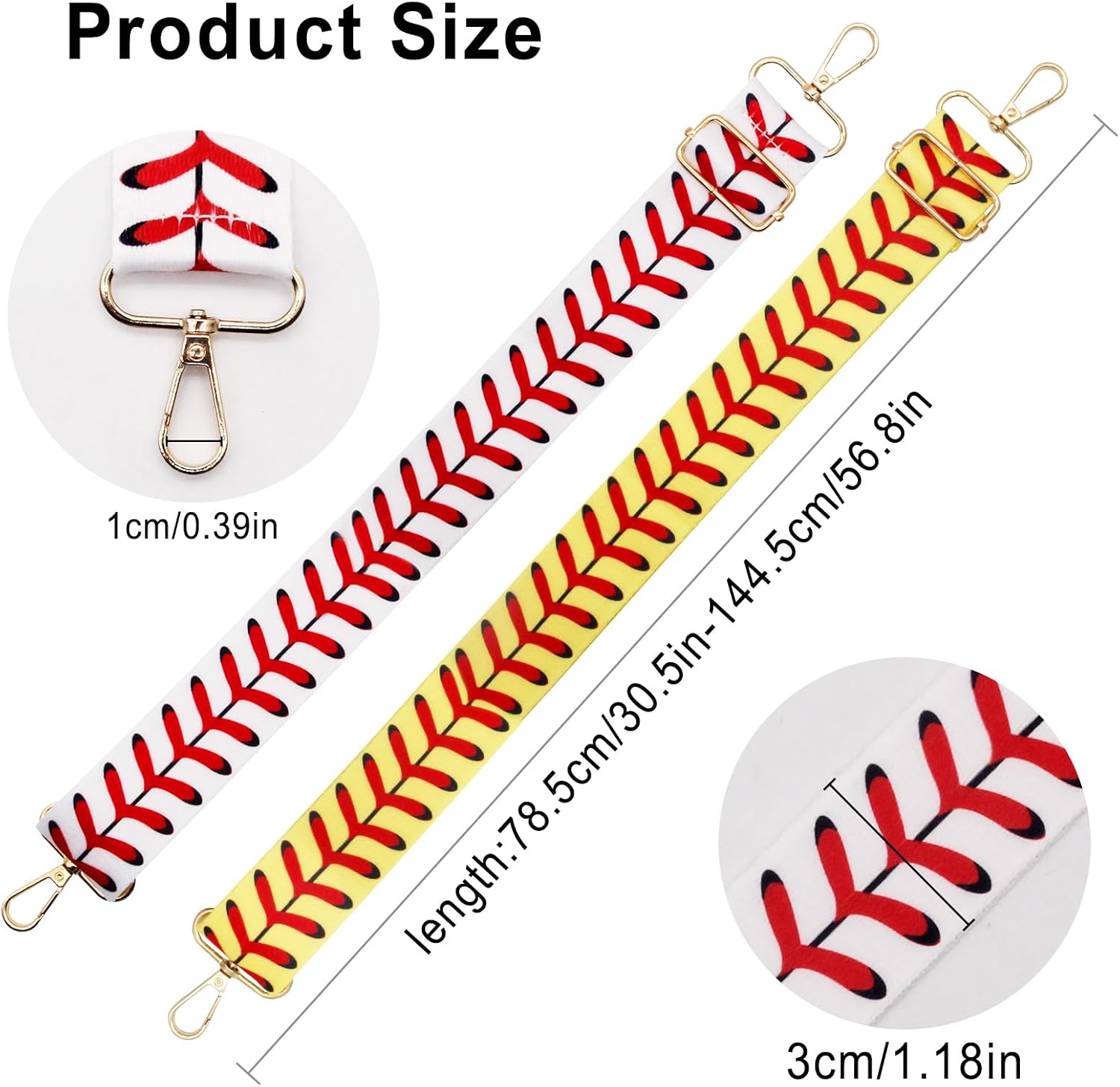 Purse Straps Replacement Crossbody, 2 Pack Wide Purse Strap Baseball Softball Adjustable Crossbody Shoulder Bag Straps Replacement for Stadium Clear Purse