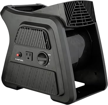 Pivoting 600 CFM High Velocity Floor Blower for Drying, Cooling, Ventilating, Exhausting, 300 Blowing Angle, 10AMP Outlet, Portable Carpet Dryer Fan for Home, Office, or Commercial Use