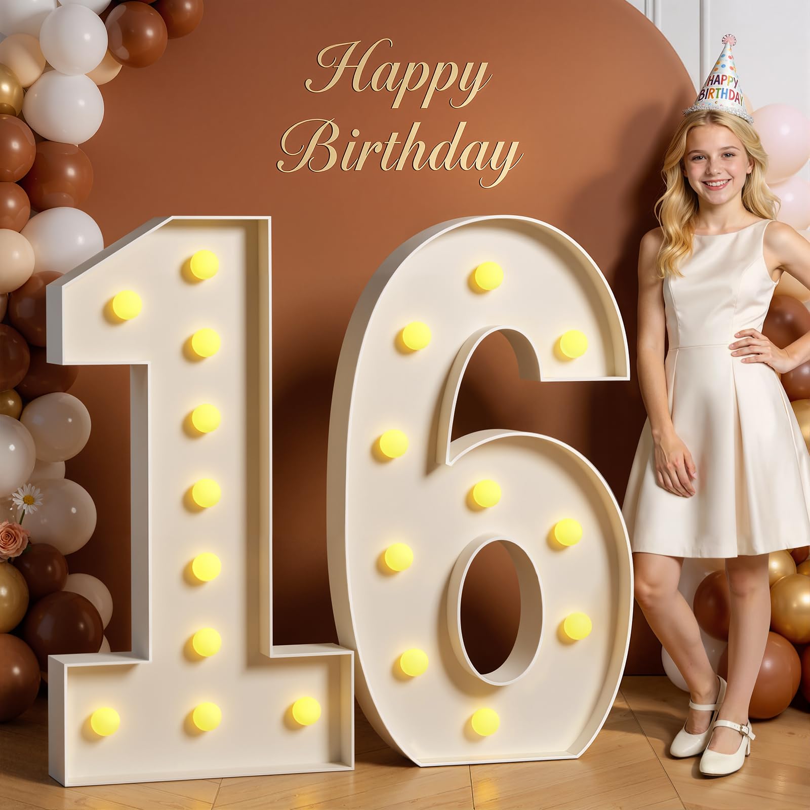 Photo 1 of Tongjoy 4FT Marquee Numbers 16, Light up Numbers for 16 Birthday Decoration, Large Light Up for 16 Years Old, Anniversary Party Decor Birthday, Happy 16th Birthday Decorations