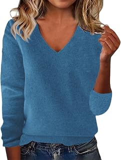 Cashmere Sweaters for Women Wool Sweater Fall Clothes Long Sleeve V Neck Pullover Soft Lightweight Knit Tops