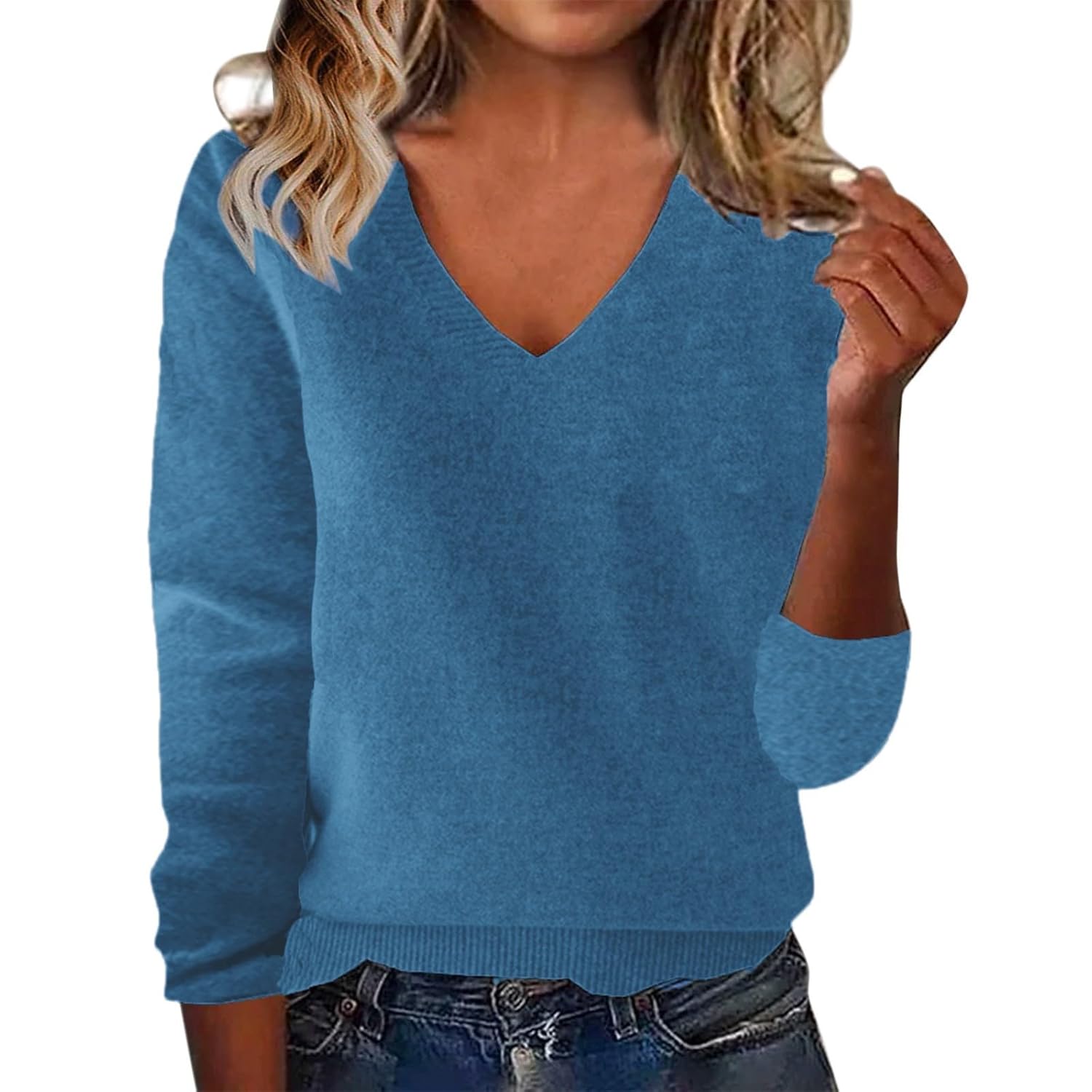 Cashmere Sweater for Women 2025 Trendy V Neck Long Sleeve Knitted Pullover Tops Lightweight Soft Comfy Warm Sweater