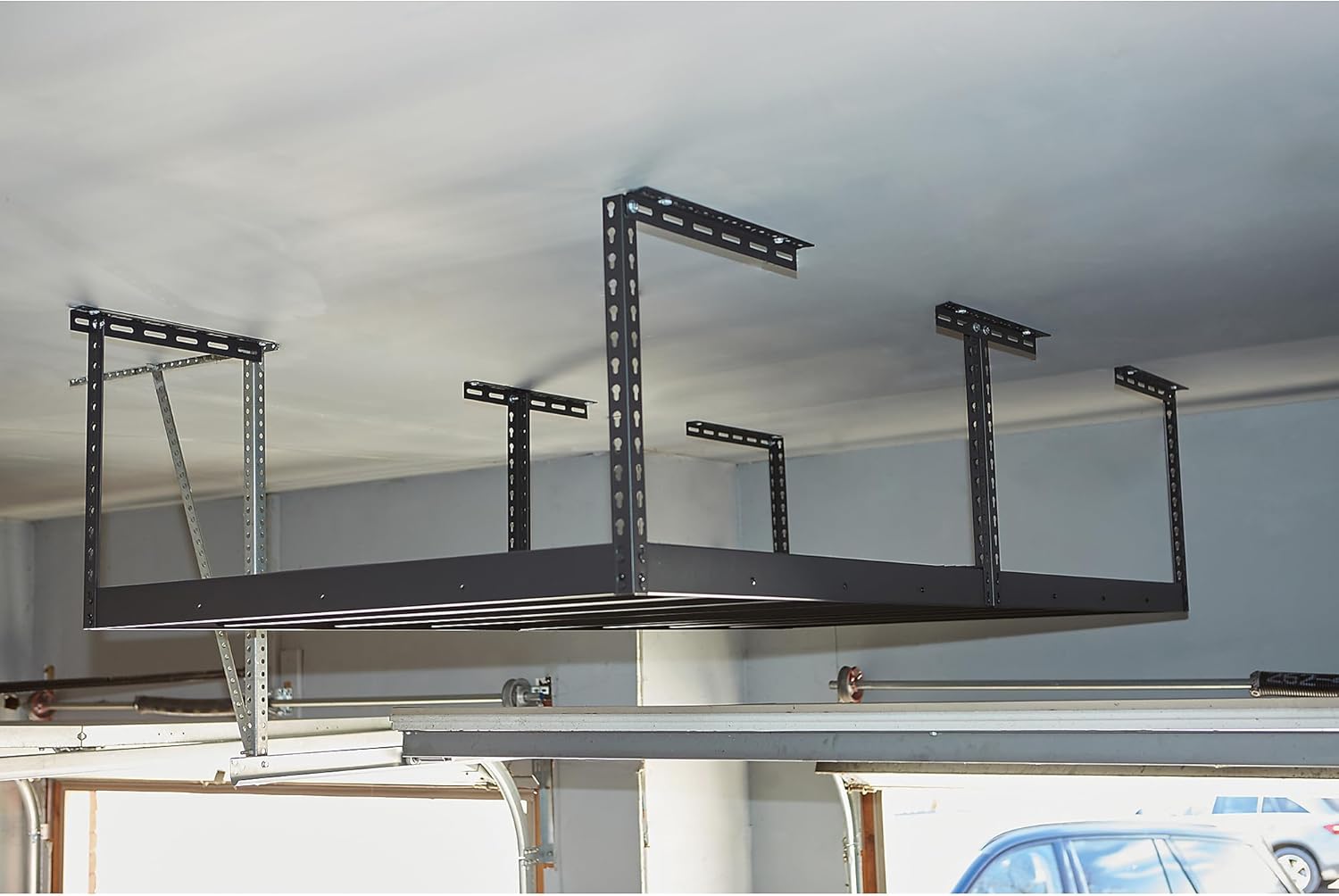 Klutch Overhead Garage Storage Rack — Adjustable Height, 96in.L x 48in.D x 23–37in.H