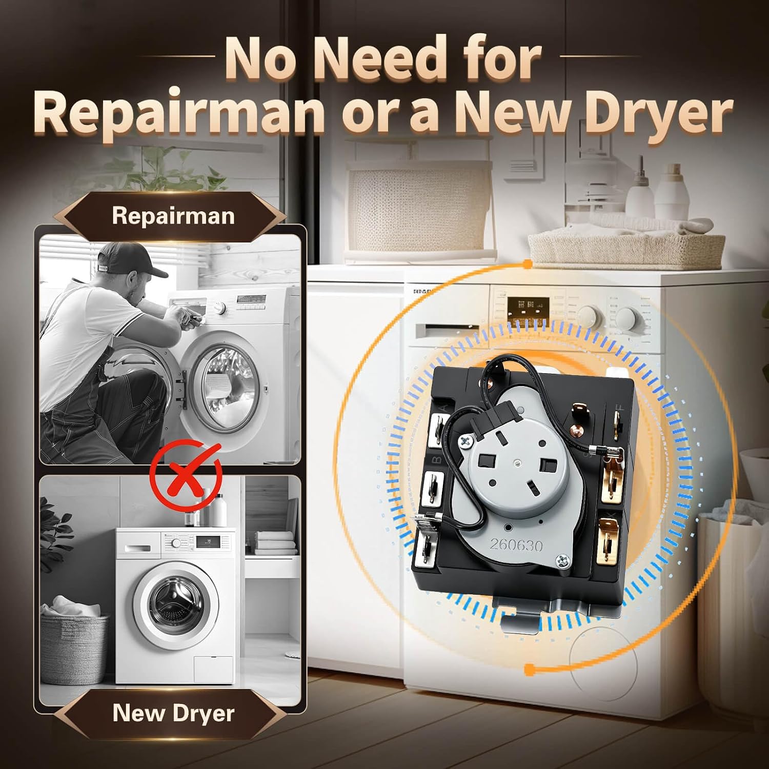 WE04X24550 Dryer Timer Compatible with GE Dryer GTD42EASJ2WW GTD48EASW0WB