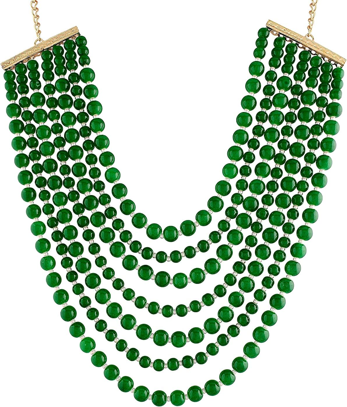 Aheli Faux Pearl 7 Layered Royal Princess Indian Traditional Bollywood Necklace Gift for Women
