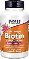 NOW Supplements, Biotin 10 mg (10,000 mcg), Extra Strength, Energy Production*, 120 Veg Capsules