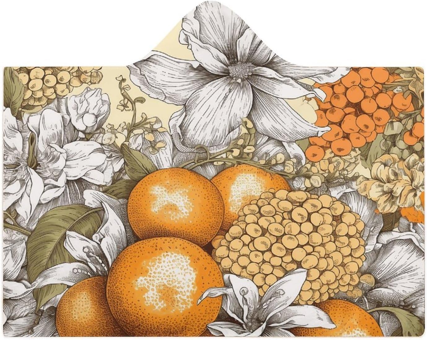 Fresh Fruit Flowers Hooded Blanket Cozy And Functional,Wearable Blanket Hoodie for Women Men,Blanket Poncho Presents60 x80