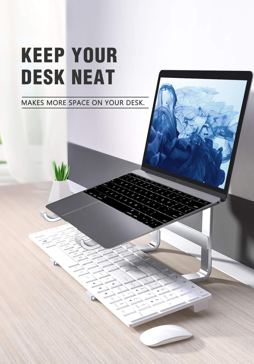 Laptop Stand for Desk, SOQOOL Laptop Riser for Desk, Ventilated Ergonomic Aluminum Laptop self Compatible with 11 14 15.6 17.3 Inch Work from Home (Silver) : Electronics
