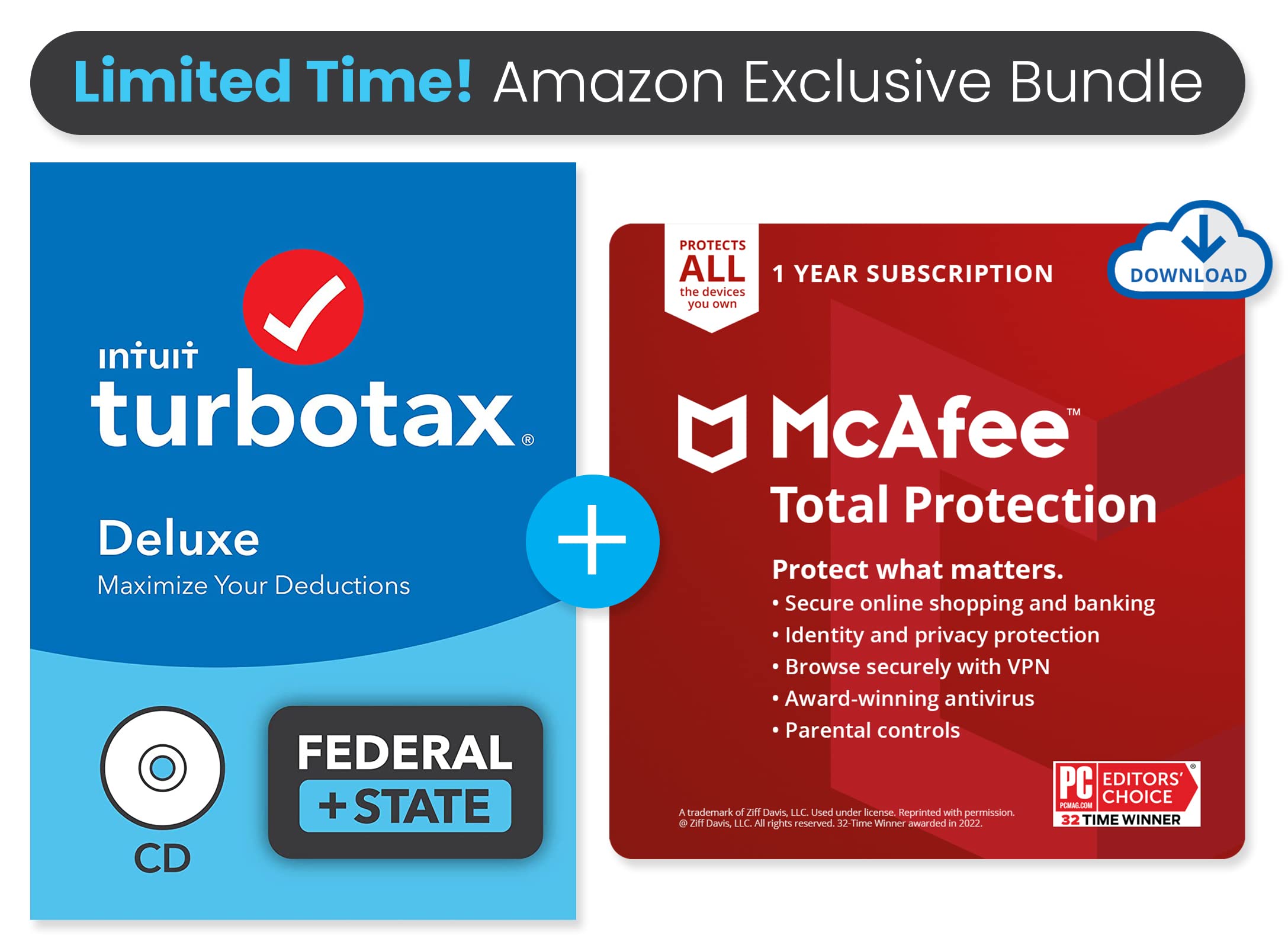 TurboTax Deluxe 2021 Tax Software | Federal and State [PC/Mac Disc] | PLUS McAfee Total Protection |