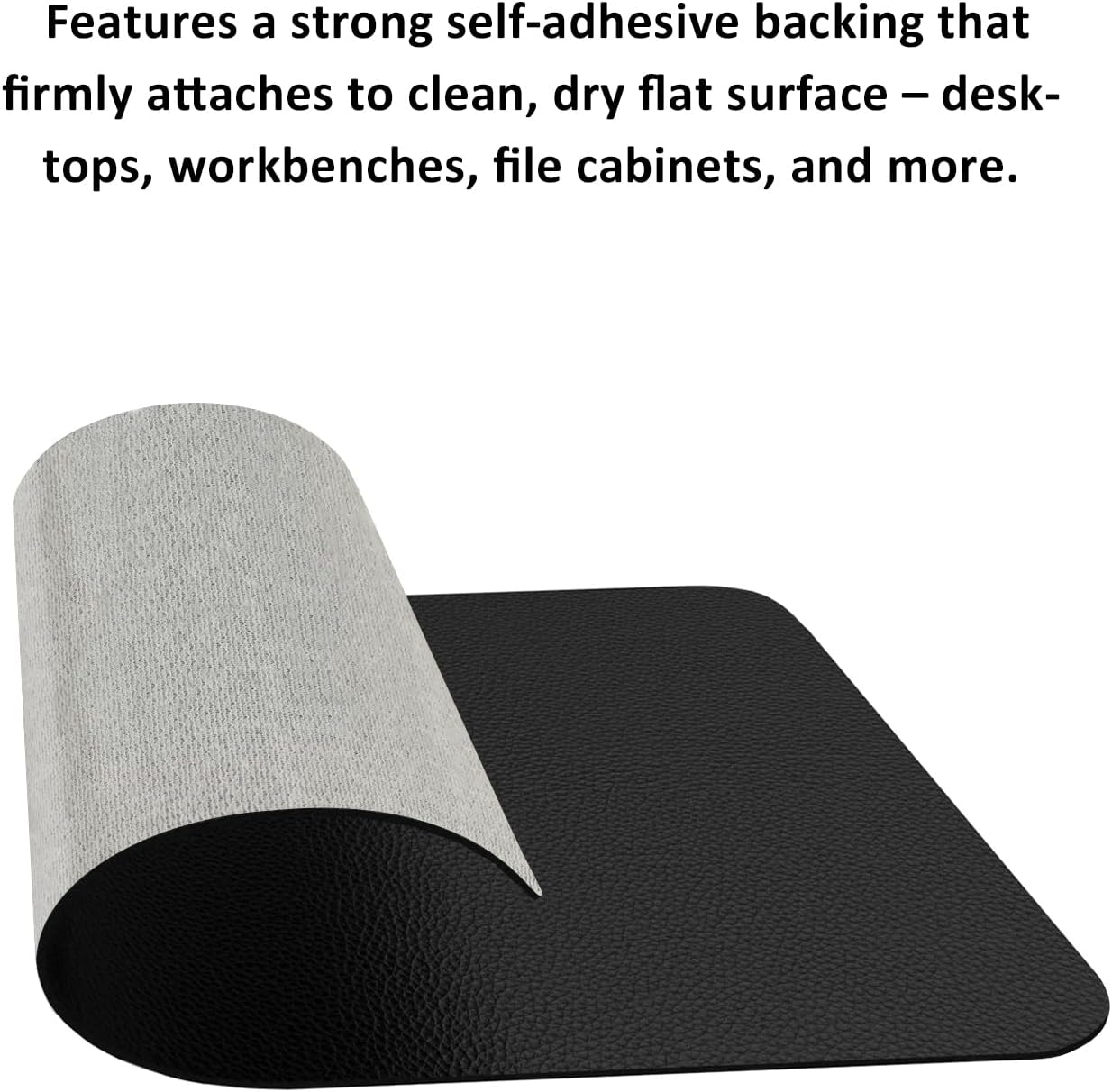 HETTHI 2 Pack Self-Adhesive Mouse Pad, Sticks to Desk & Flat Work Surface - PVC Leather, 8.8 x 4.9 Inches, Black image 3
