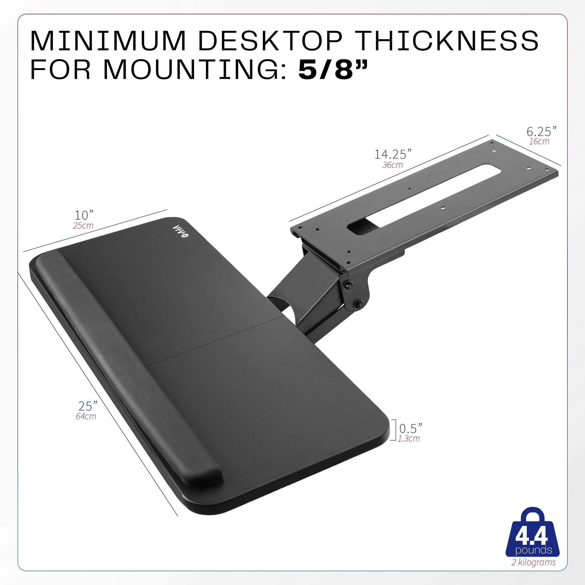 VIVO Bandeja de plataforma ajustable para teclado y mouse de computadora, ergonómica debajo de la mesa, estante debajo del escritorio (MOUNT-KB03B)