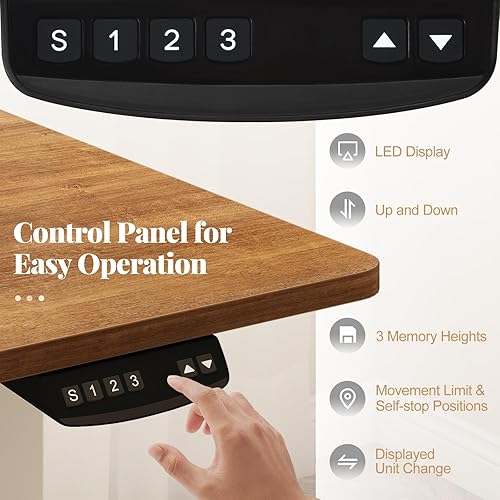 Miniatura 7 de Tangkula Escritorio eléctrico de pie con motor doble, 48 x 30 pulgadas, altura ajustable, estación de trabajo para computadora con controlador de