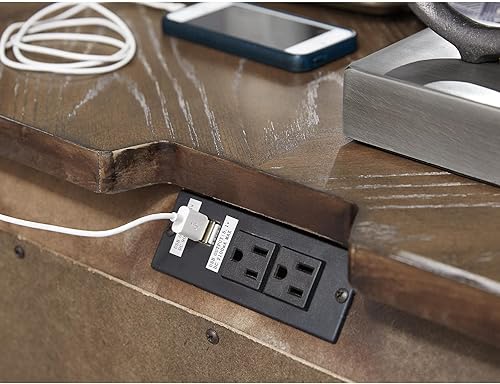 Miniatura 9 de Signature Design by Ashley Leahlyn - Mesita de noche tradicional de 2 cajones color marrón cálido