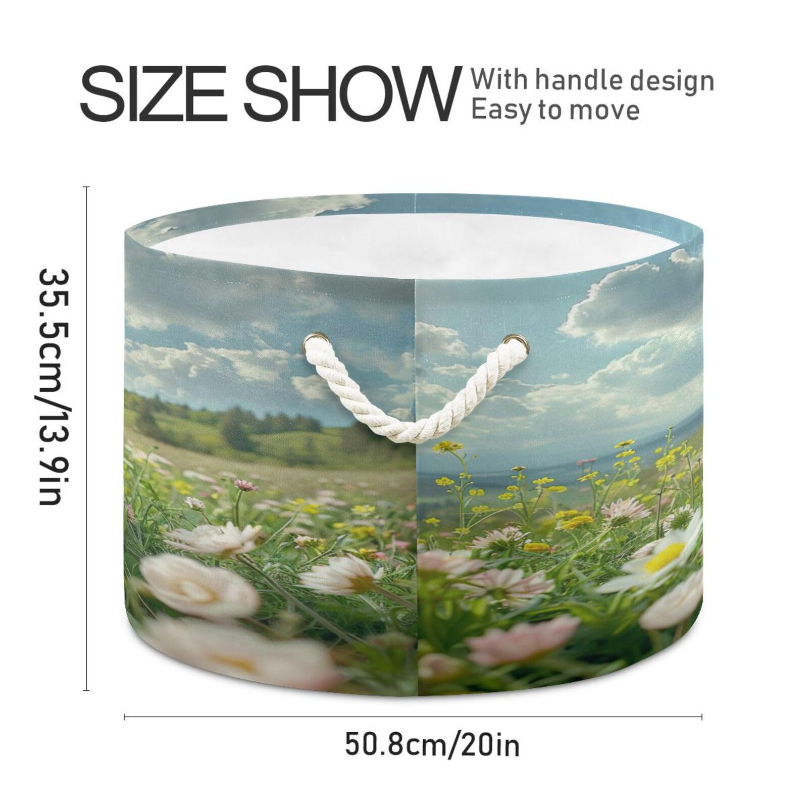 Jihqo Little Pig in Field Storage Basket Cotton Rope Baskets for Closet Fabric Laundry Baskets with Handle for Toy Home Office Room Organizer