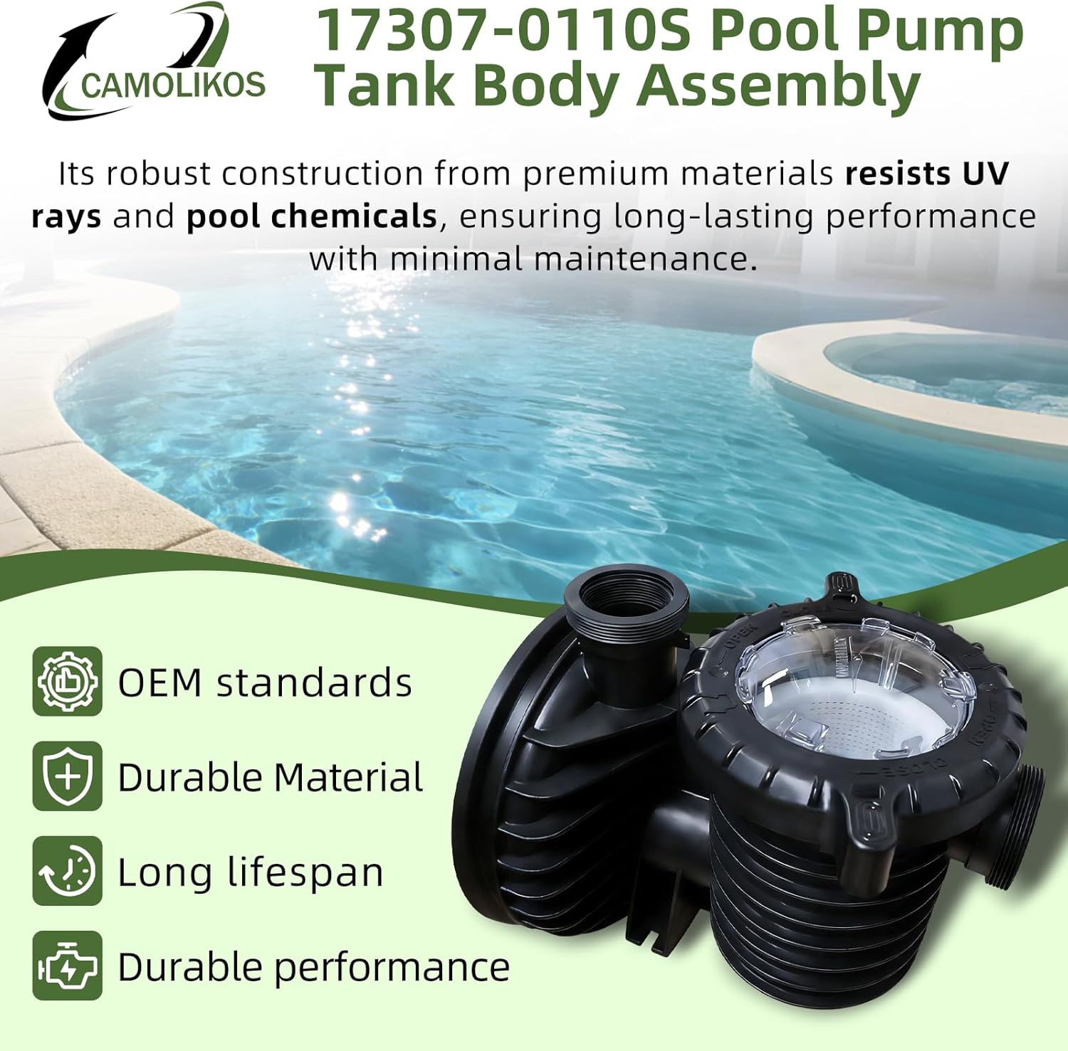 17307-0110S Pool Pump Tank Body Assembly Fits for Pentair Sta-Rite IntelliPro VS 3050 Pumps Max-E-Pro Series Pumps Trap Body Assembly, Pool And Spa Inground Pump