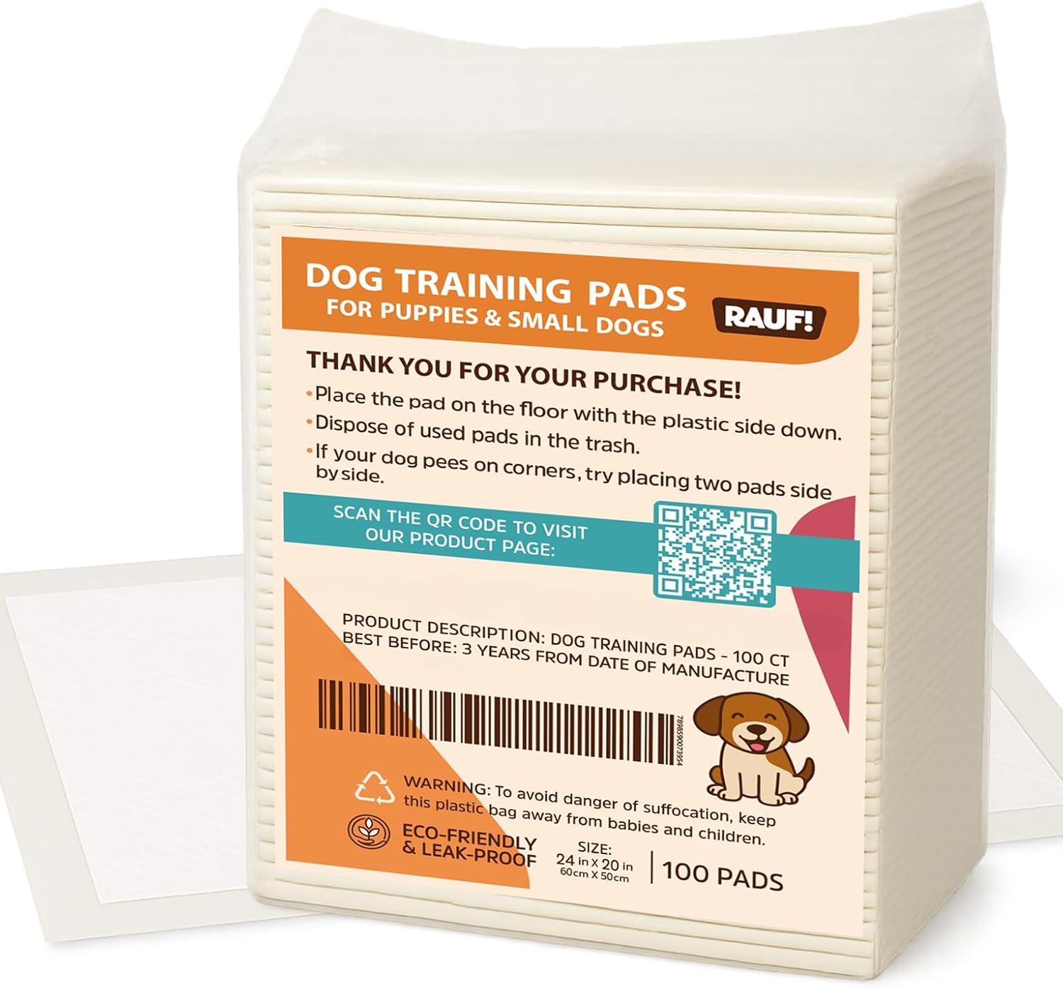 Puppy Pads Premium SAP with Odor Control Technology – 100 Count, 24" x 20", Super Absorbent, Leak-Proof, Quick Dry - Puppy Pad, Training Pad, Pee Pad with Adhesive Strips