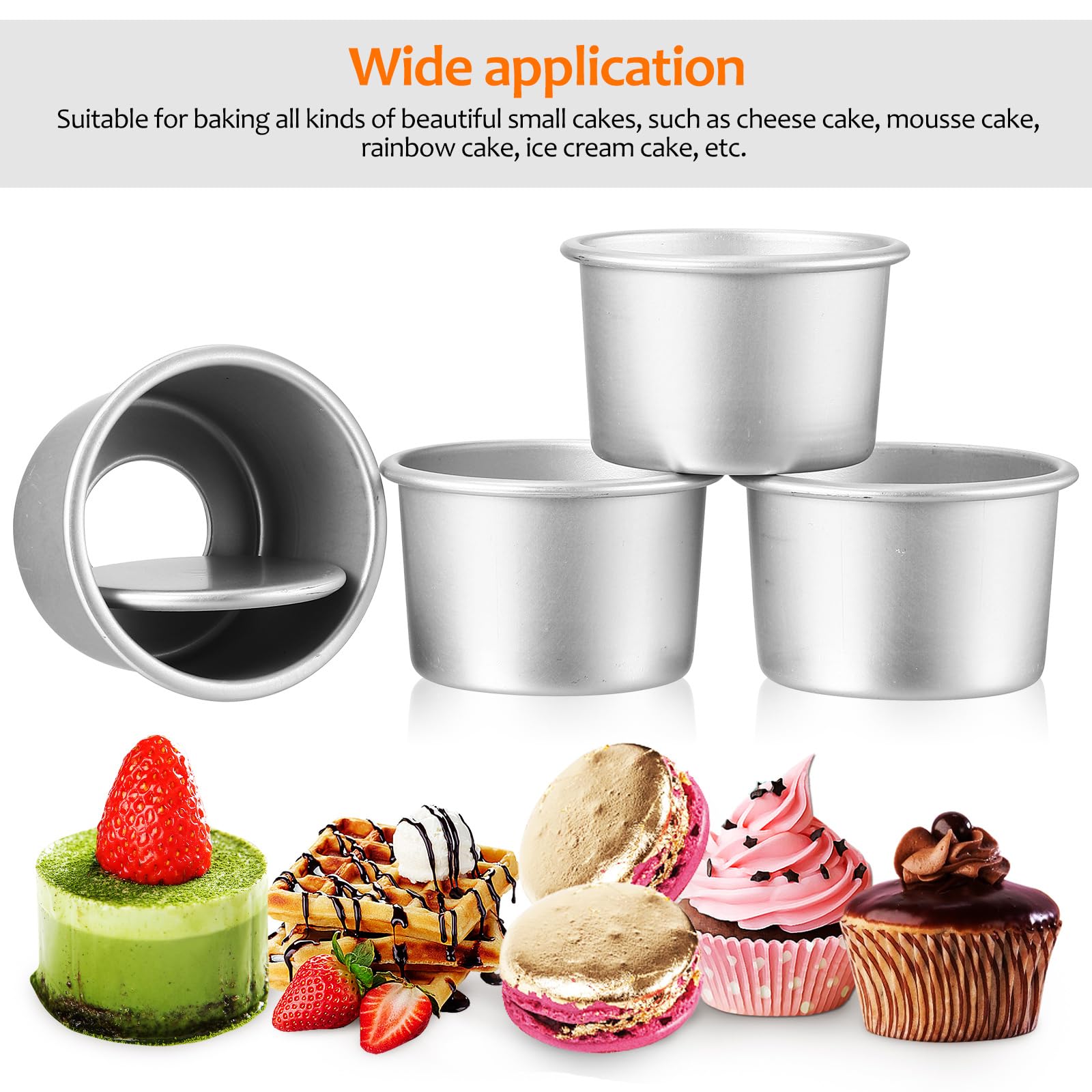 Cabilock 12PCS Redondo Aluminio Molde de Horno Antiadherente Set Moldes para Pasteles Extraíble Para Mini Tartas De Queso Postres Pizzas Y Quiches (2 Pulgadas)