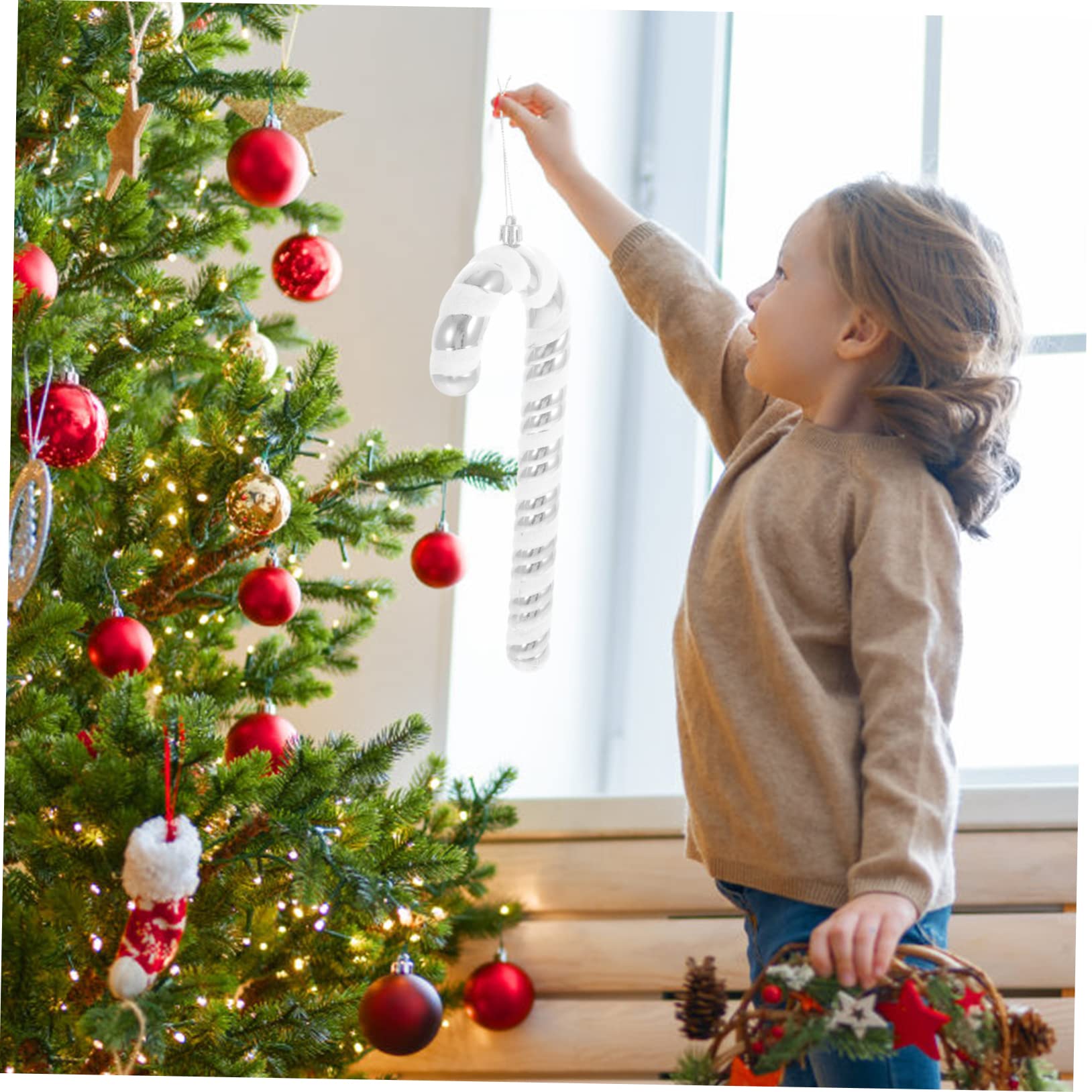 Cabilock 6 STK Weihnachtsstock Weihnachten Hängen Weihnachtsbaum Schmücken Zuckerstangen-Ornamente Christbaumschmuck Zum Aufhängen Weihnachtliche Süßigkeiten-Ornamente Festschmuck Plastik