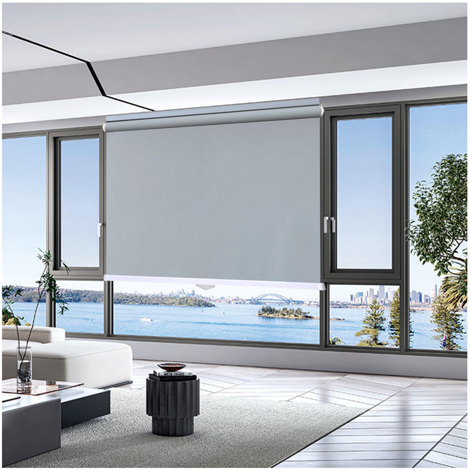 Blackout Roller Blinds No Drilling, Sunshade Roller Blinds, Thermal Window Roller Shades, 99% Uv-resistant Blackout Curtains, Temporary Privacy Blinds,grey-145x200cm/57 * 79in