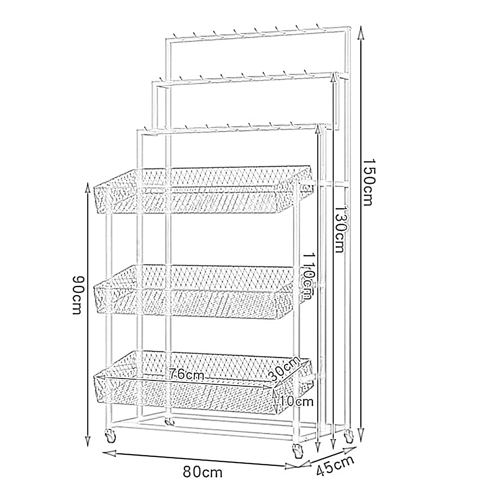 Gürtelhalter, Multifunktional Kleiderschrank-Organizer, Krawatten Schals Tücher Accessoires Aufbewahrung Präsentationsständer, Einzelhandelsgeschäfte Zuhause Regale(White,80x40x150cm)