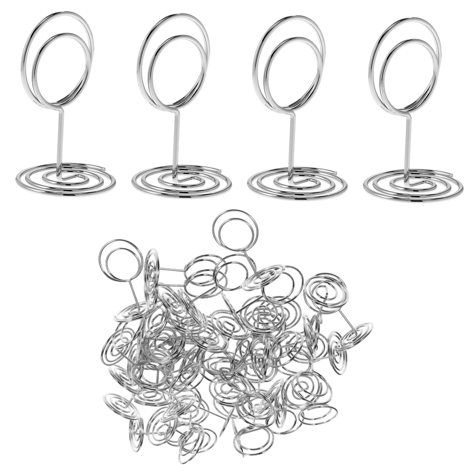 MAGICLULU 4 Ensembles Titulaire De La Carte De Visite Mariage Titulaires Porte-photos Clip Présentoir De Porte-cartes De Vœux Note Pince Nom Pour Silver Métal 50 Pièces * 4