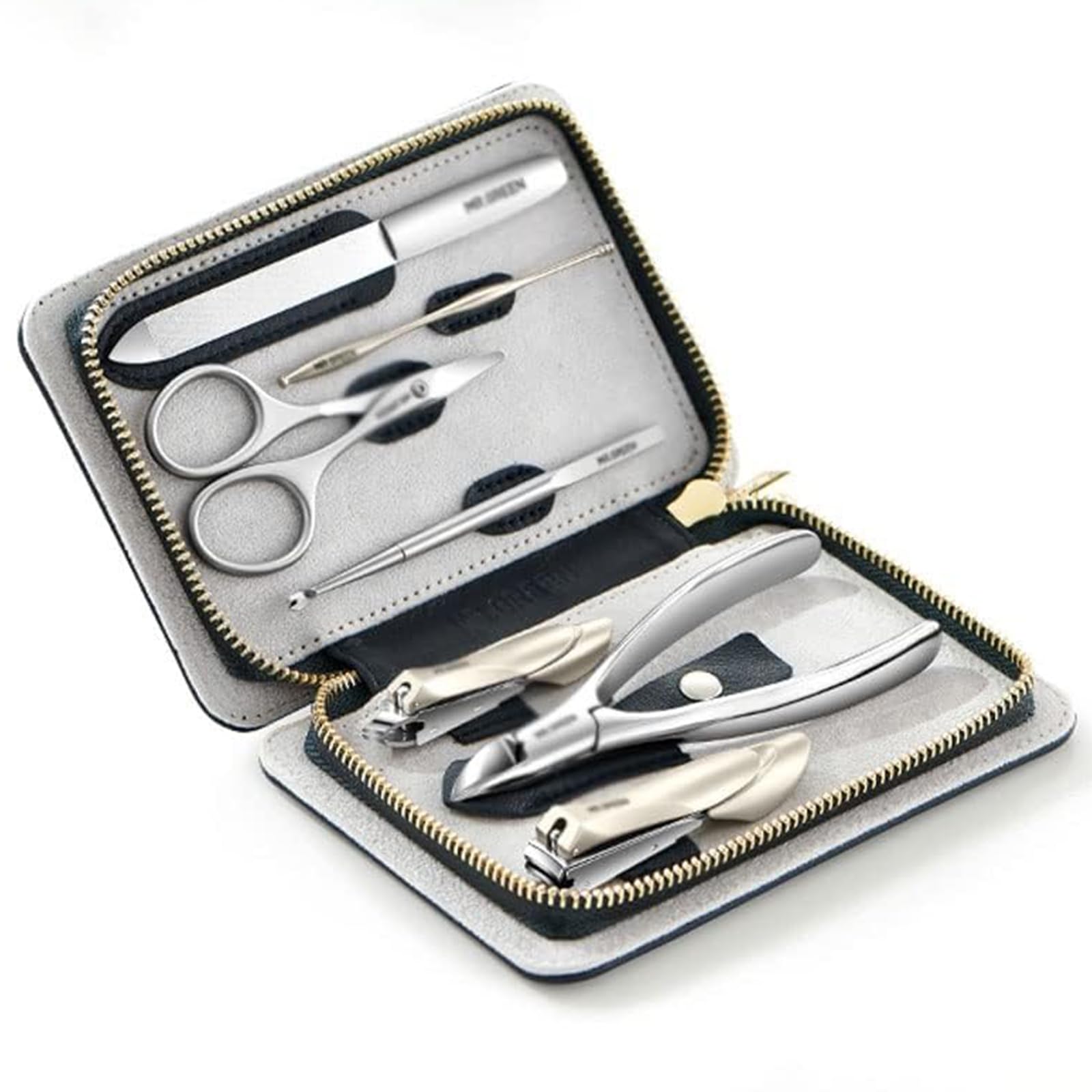 Roestvrijstalen nagelklemset draagbare reis schoonheidsset gezicht cuticle en nagelverzorging 7-delige set manicure pedicure kit