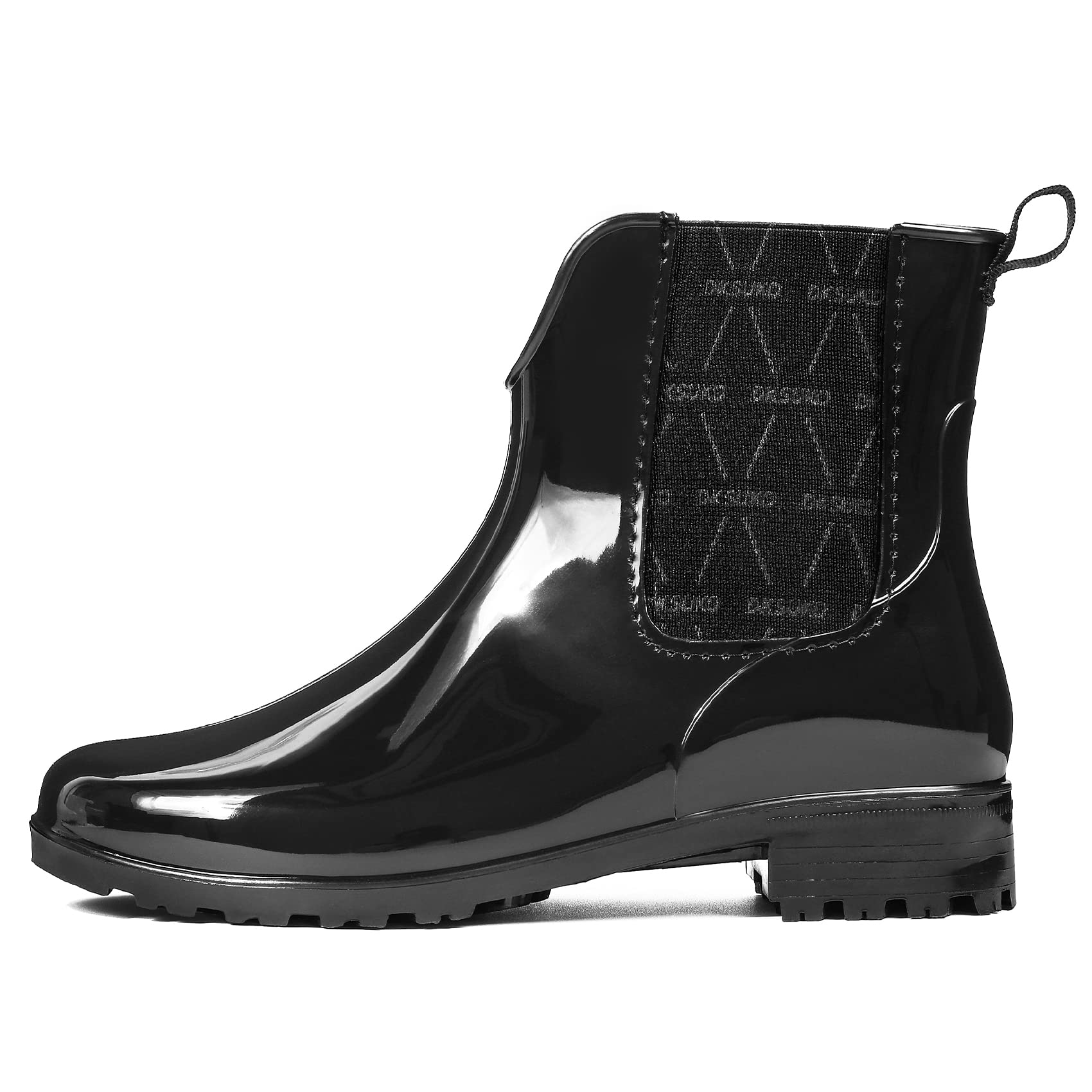 DKSUKORain Boots for Women Waterproof Elastic Slip On Ankle Chelsea Booties Garden Rain Shoes