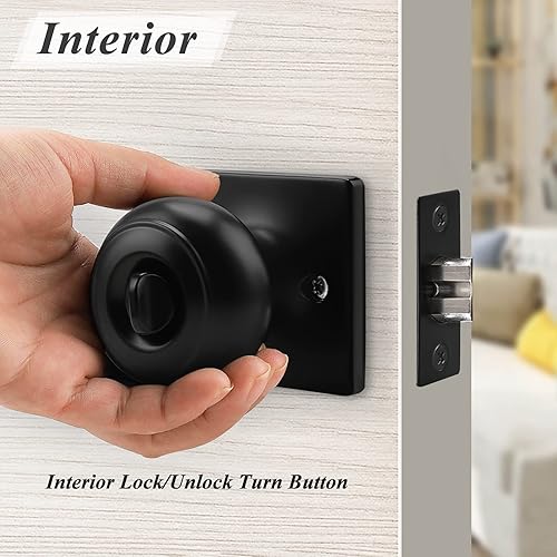 Miniatura 7 de Probrico Pomos de bronce aceitado para camabaño con roseta cuadrada, cerraduras de puertas interiores de privacidad sin llave, paquete de 5